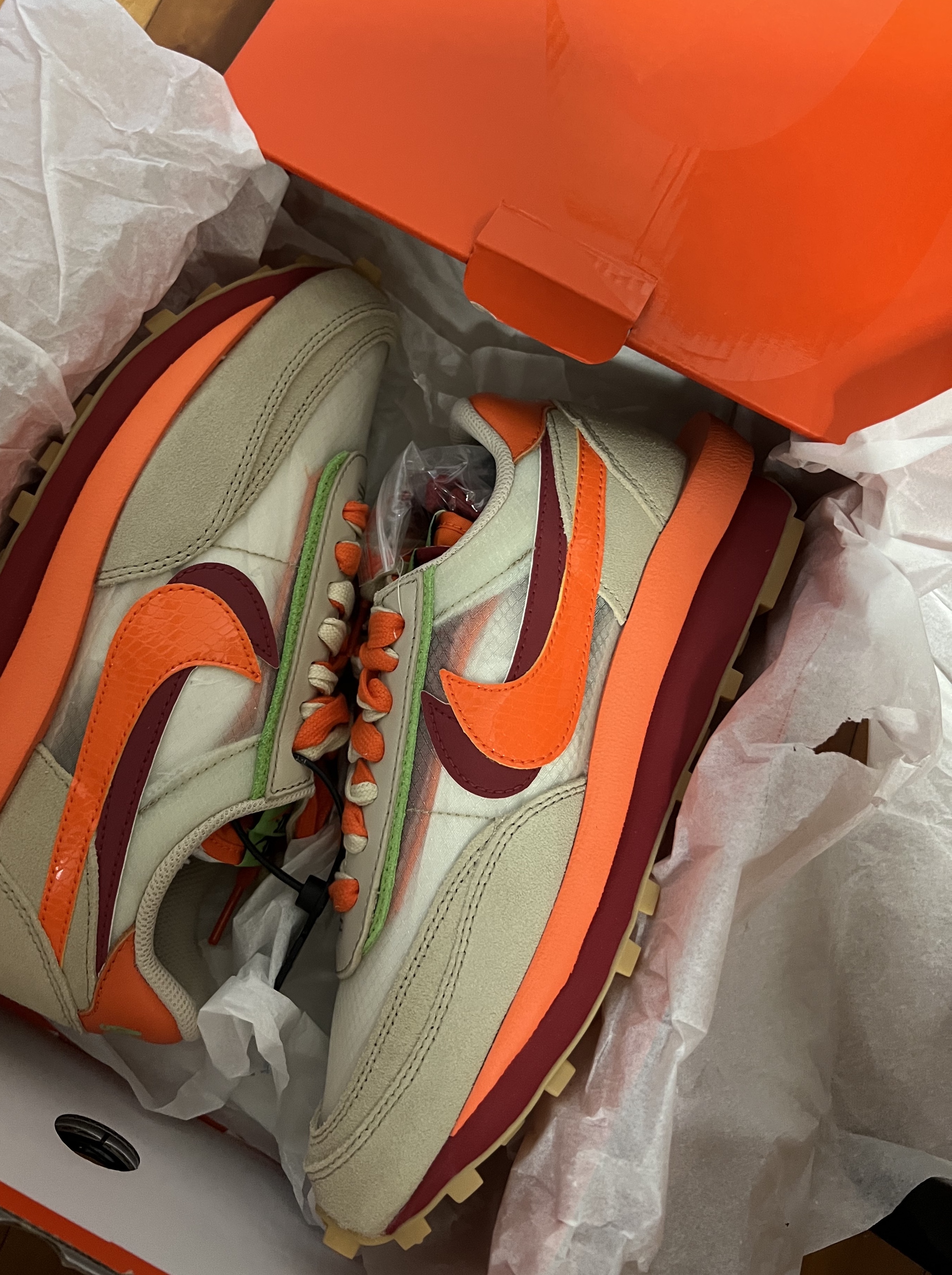 Nike x Sacai x Clot LDWaffle Orange Blaze 착용 스타일