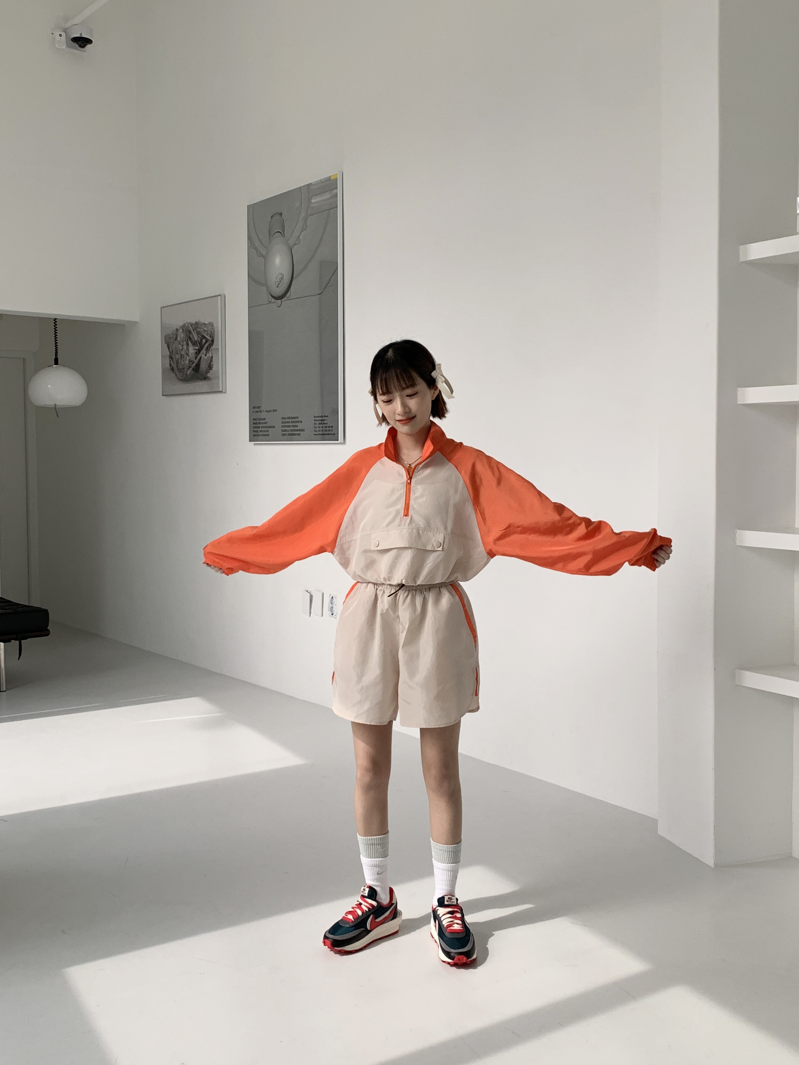 Nike x Sacai x Undercover LDWaffle Black Bright Citron, Nike x Sacai x Undercover LDWaffle Midnight Spruce University Red 착용 스타일 - 3