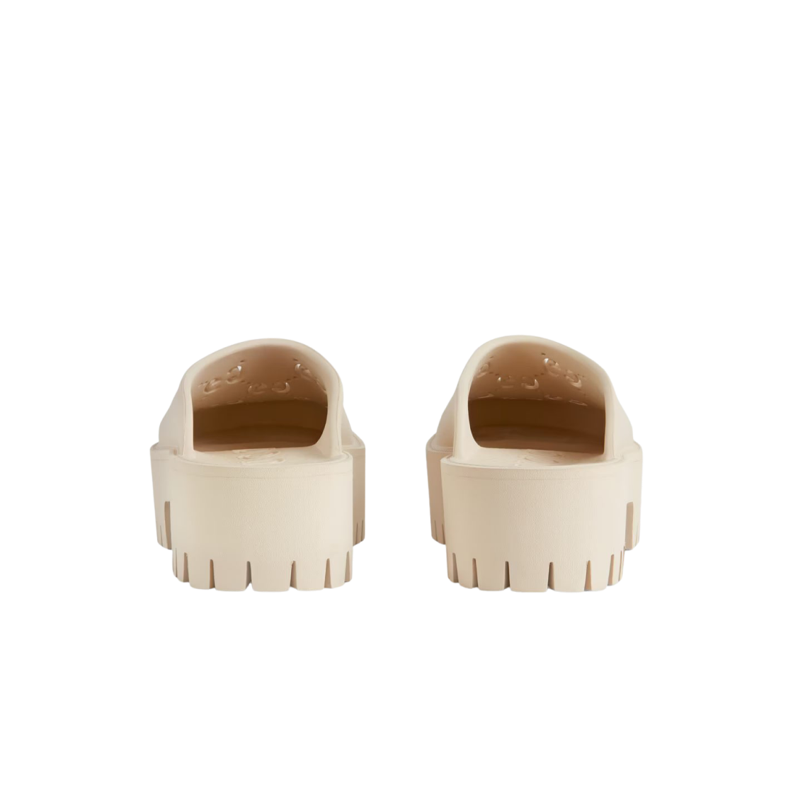 (W) 구찌 플랫폼 퍼포레이티드 G 샌들 화이트((W) Gucci Rubber Platform Perforated G Sandal White) - 3