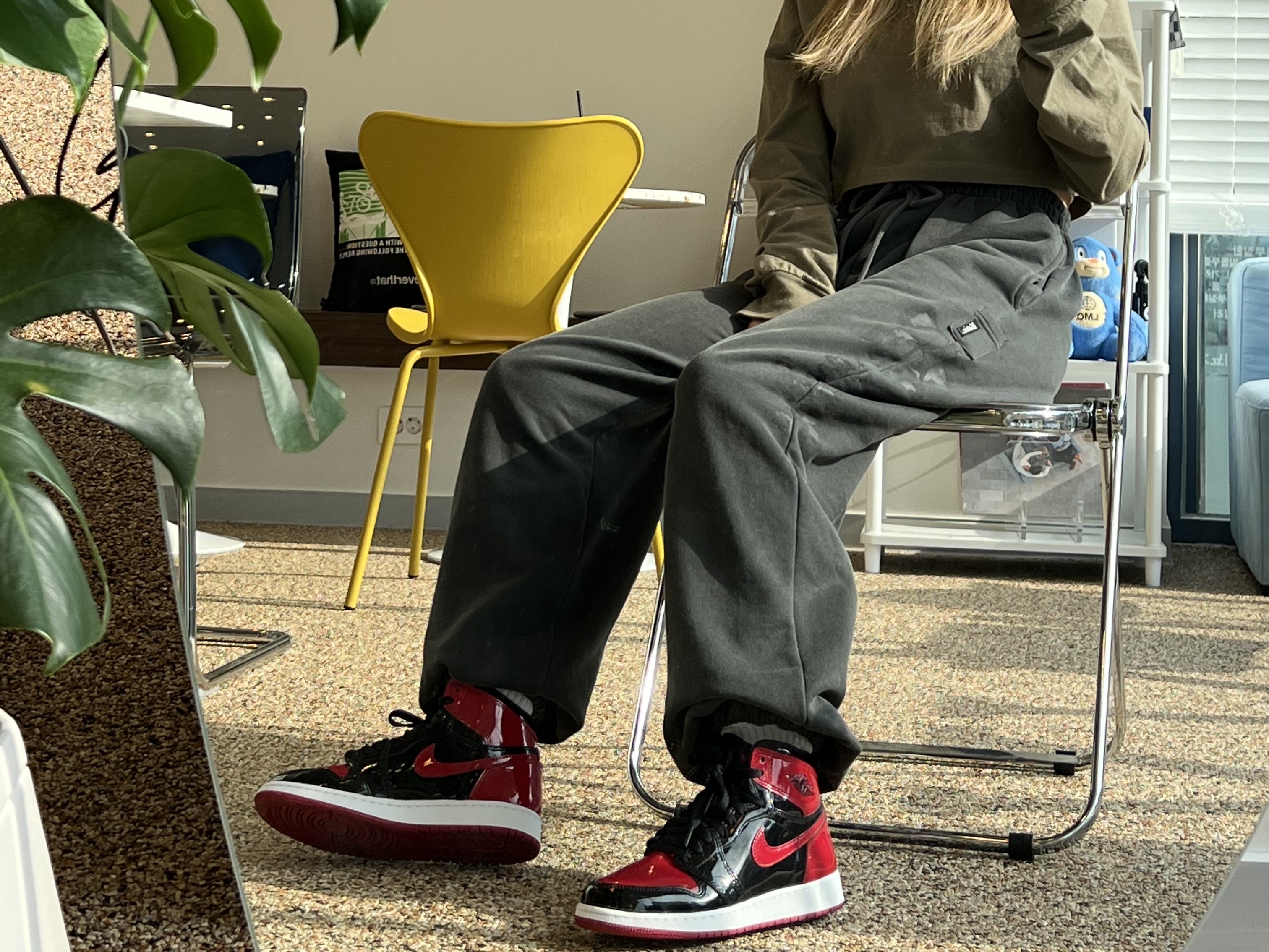 (GS) Jordan 1 Retro High OG Patent Bred, Jordan 1 Retro High OG Patent Bred 착용 스타일