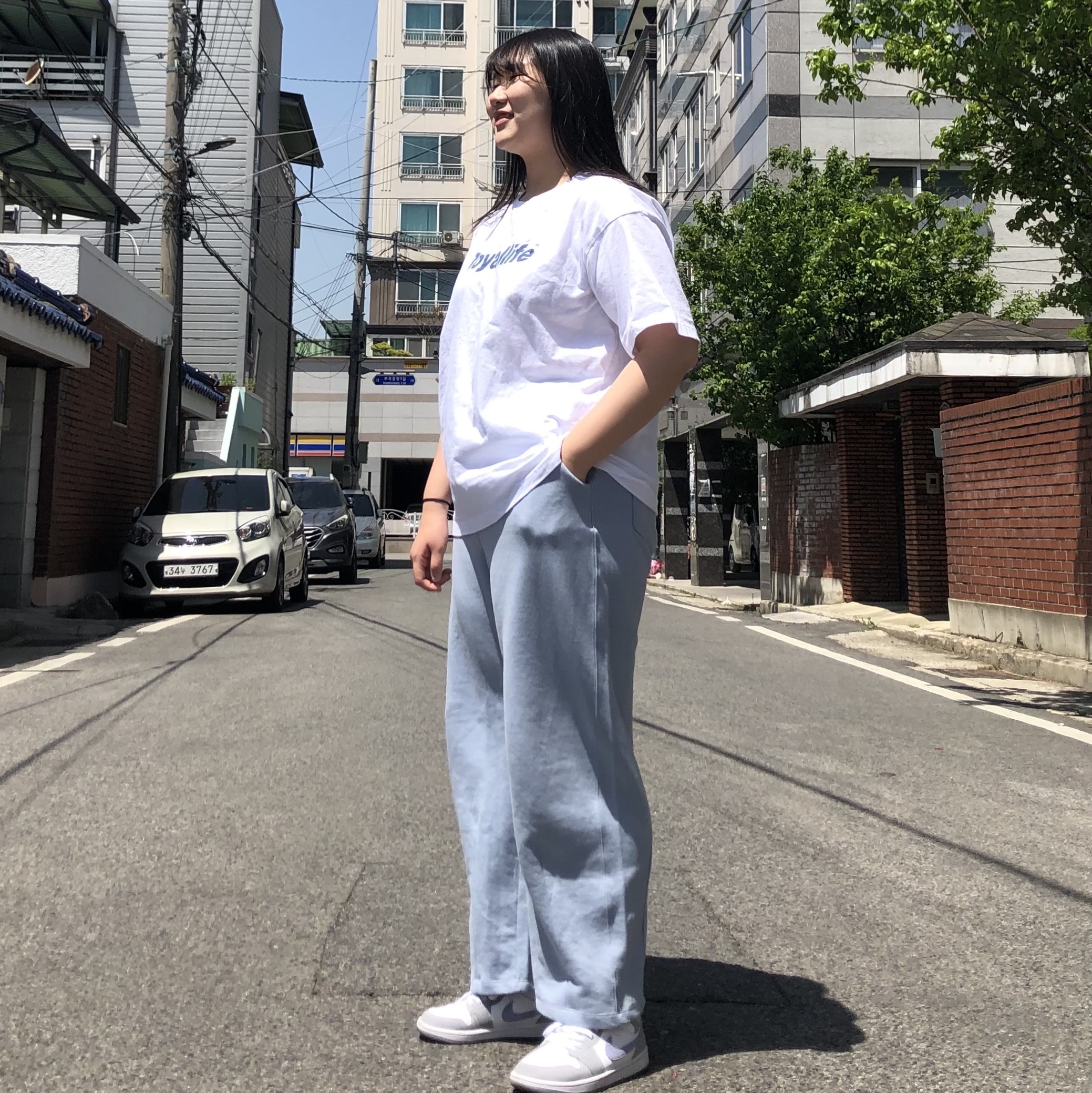 (W) Jordan 1 Mid Wolf Grey 착용 스타일