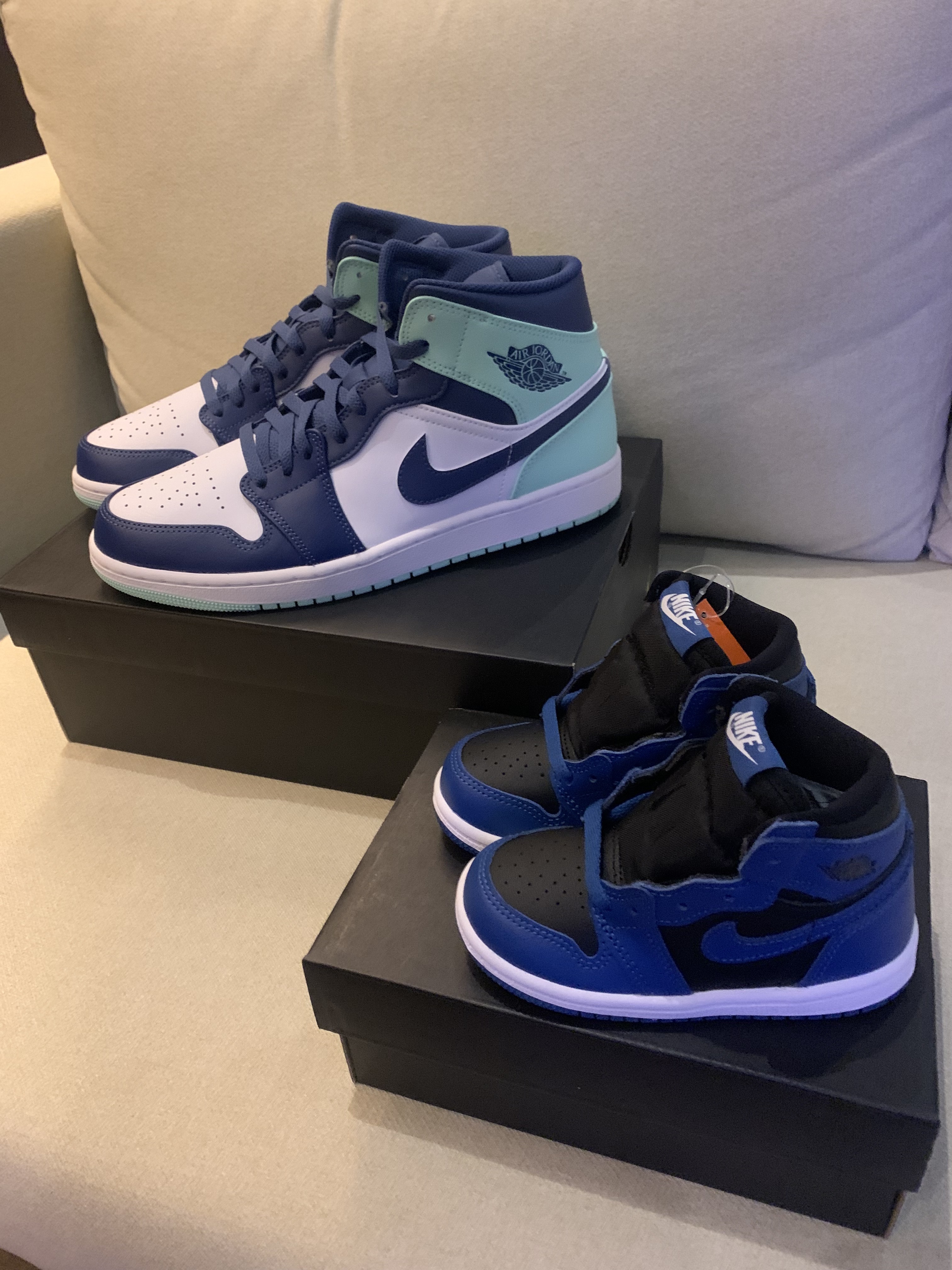 Jordan 1 Mid Blue Mint, (TD) Jordan 1 Retro High OG Dark Marina Blue 착용 스타일 - 2