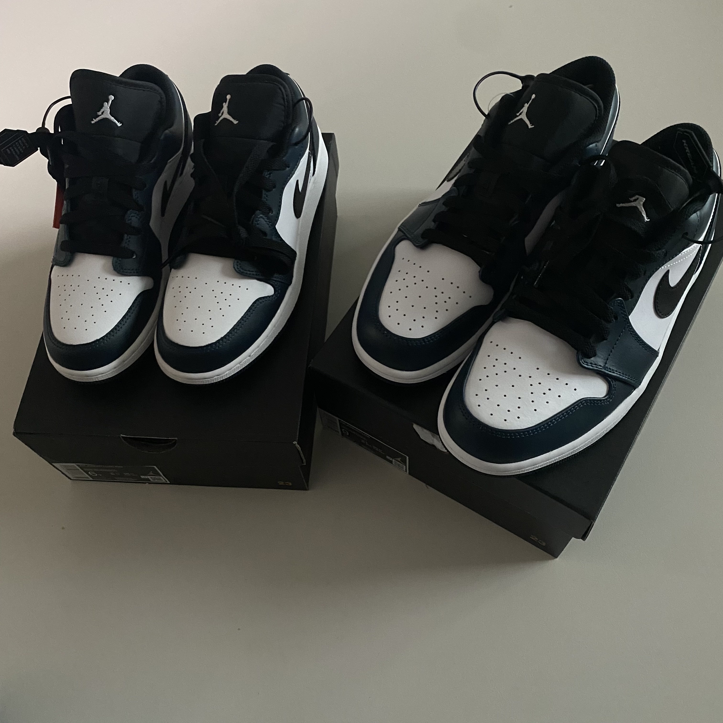 Jordan 1 Low Dark Teal, (GS) Jordan 1 Low Armory Navy 착용 스타일 - 3