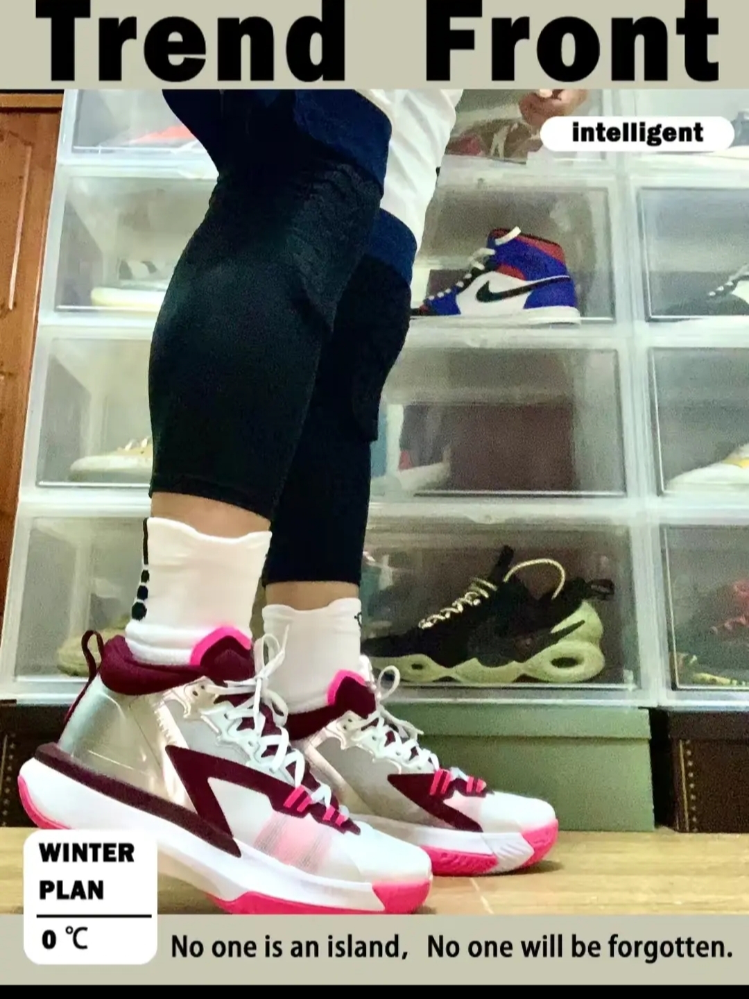 Jordan Zion 1 PF White Metallic Silver Hyper Pink 착용 스타일 - 1