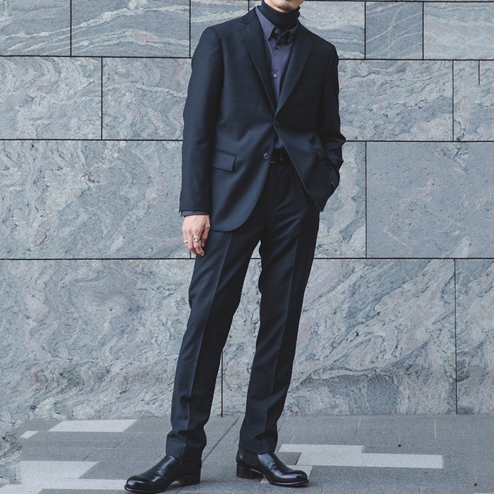 Uniqlo +J Wool Jacket Navy, Uniqlo +J Wool Pants Navy 착용 스타일