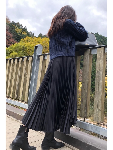 (W) Uniqlo +J Pleated Wrap Long Skirt Black 착용 스타일