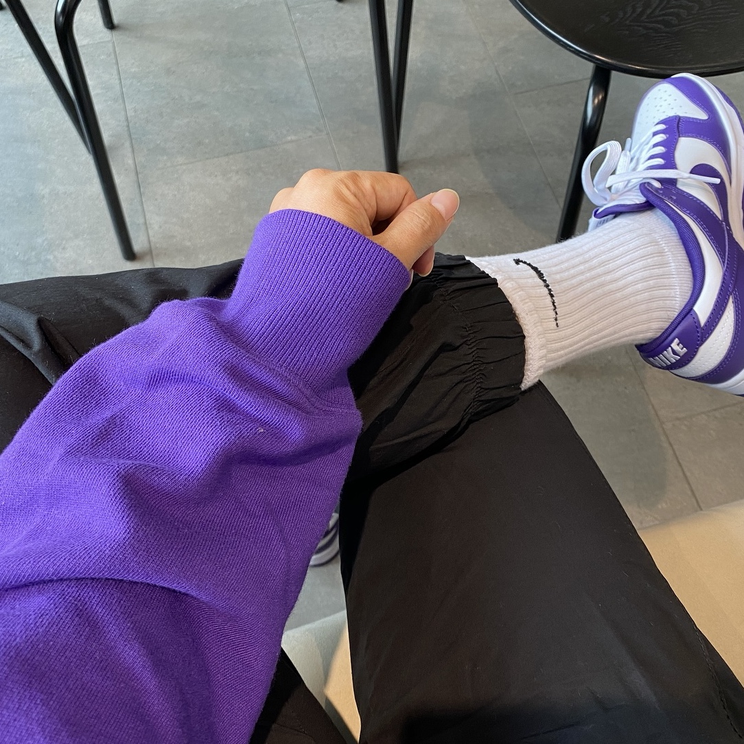 Nike Dunk Low Retro Championship Court Purple 착용 스타일 - 2