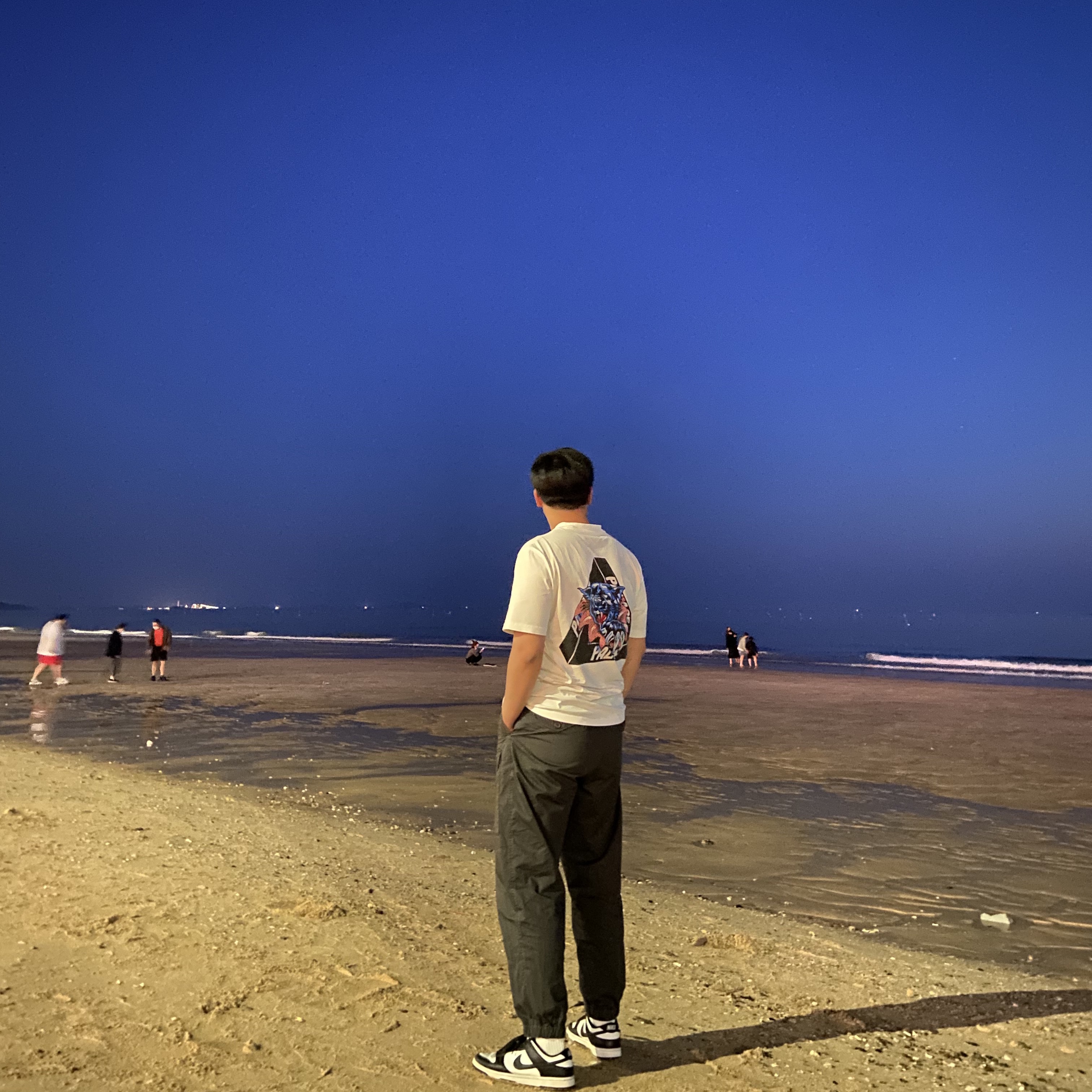 Palace Ripped T-Shirt White - 19FW, Nike Dunk Low Retro Black 착용 스타일 - 1