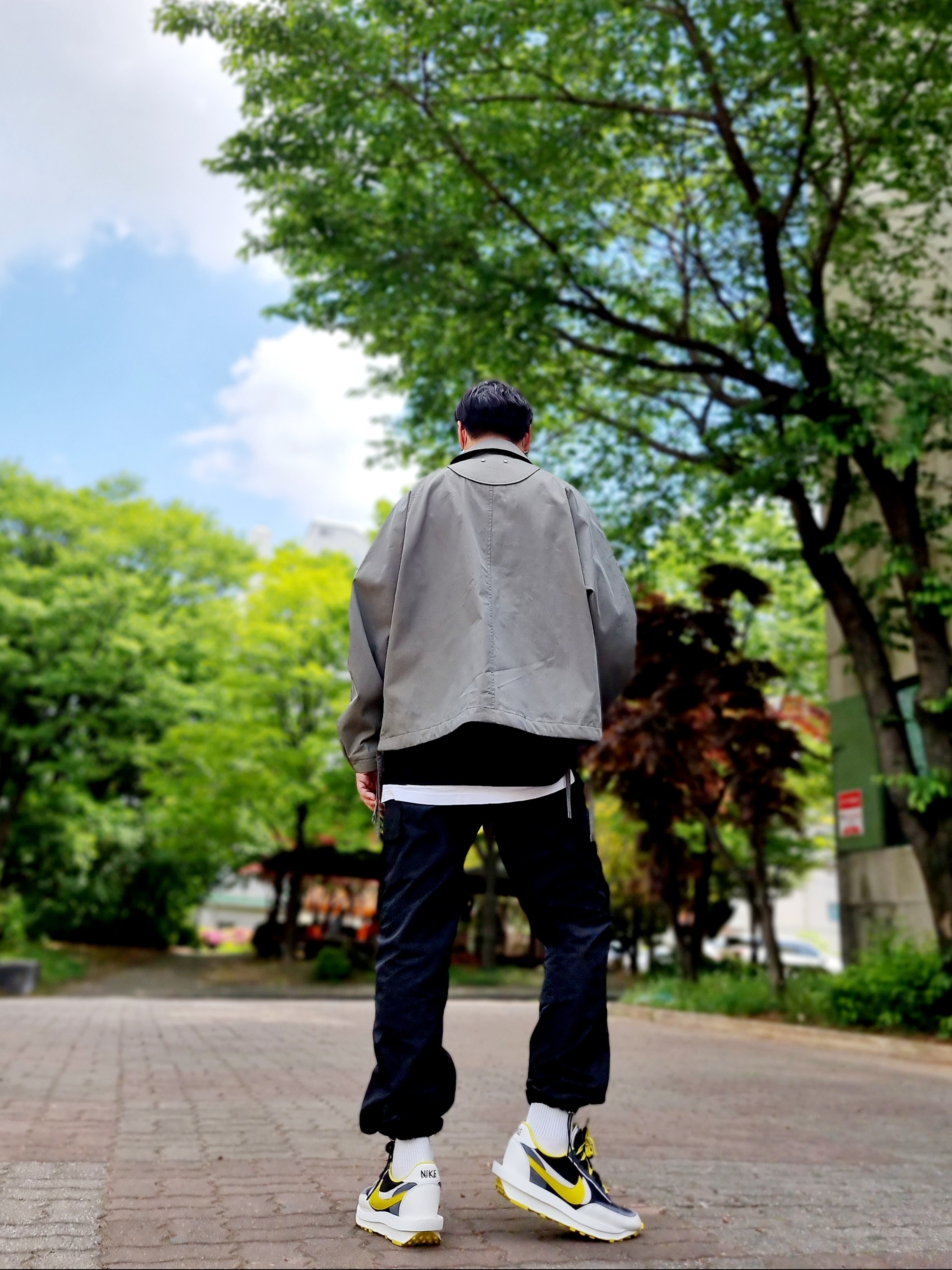 Nike x Sacai x Undercover LDWaffle Black Bright Citron 착용 스타일 - 2