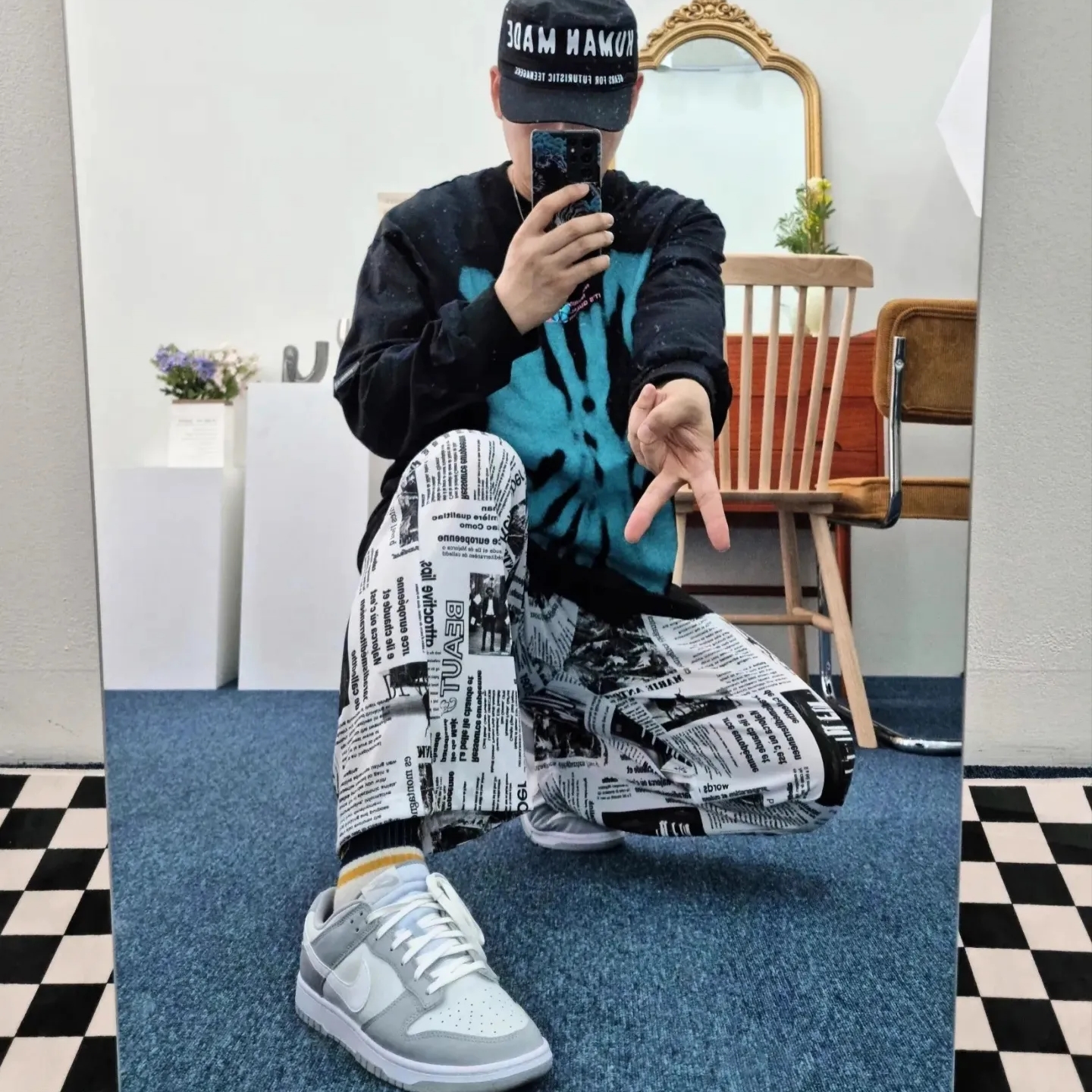 Nike Dunk Low Retro Wolf Grey 착용 스타일