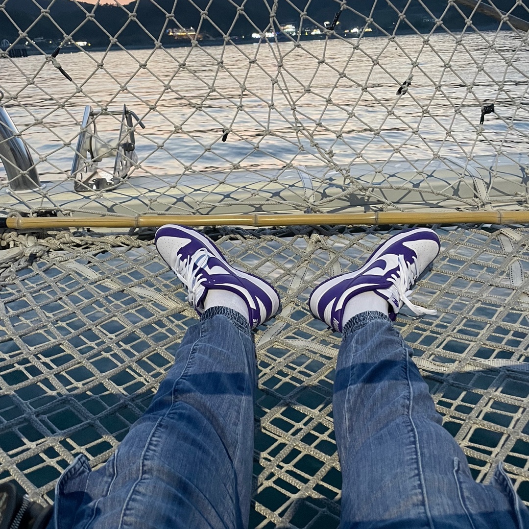 Nike Dunk Low Retro Championship Court Purple 착용 스타일 - 1