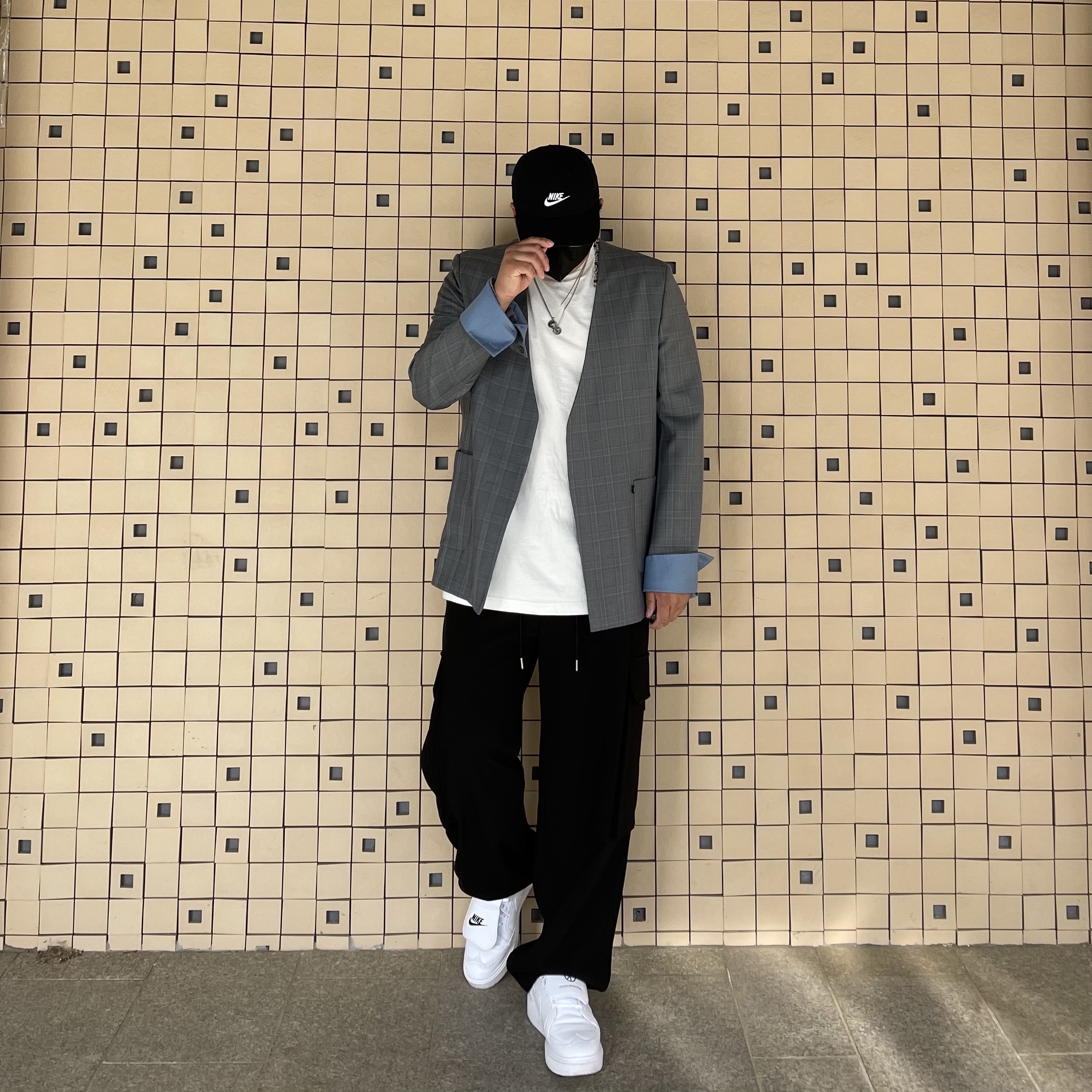 Nike x Peaceminusone Kwondo1 White, Nike Heritage 86 Futura Washed Cap Black White 착용 스타일 - 4