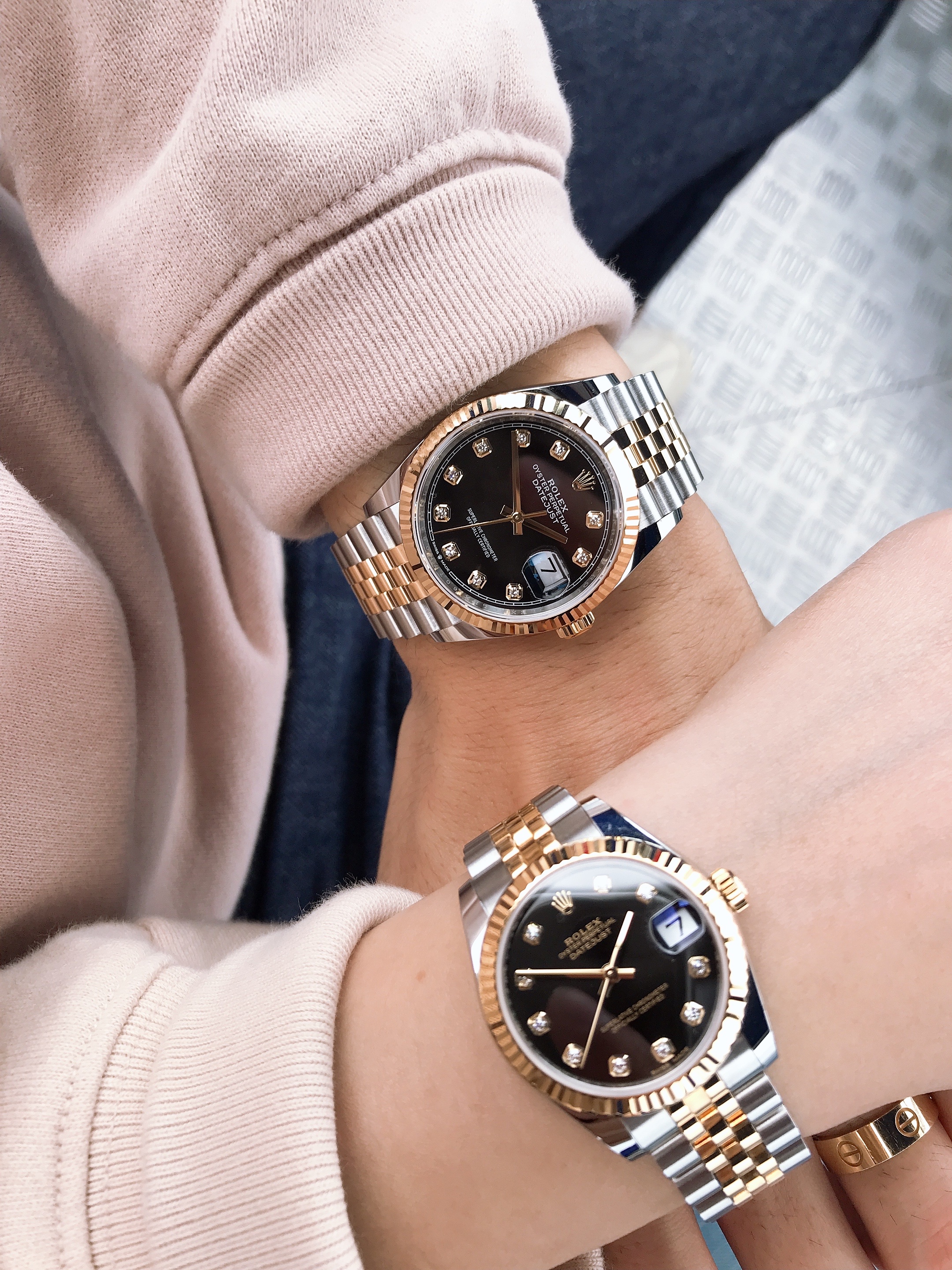 Rolex Datejust 36mm 126233 Bright Black Diamond-Set Jubilee, Rolex Datejust 31mm 278273 Dark Grey Diamond-Set Jubilee 착용 스타일