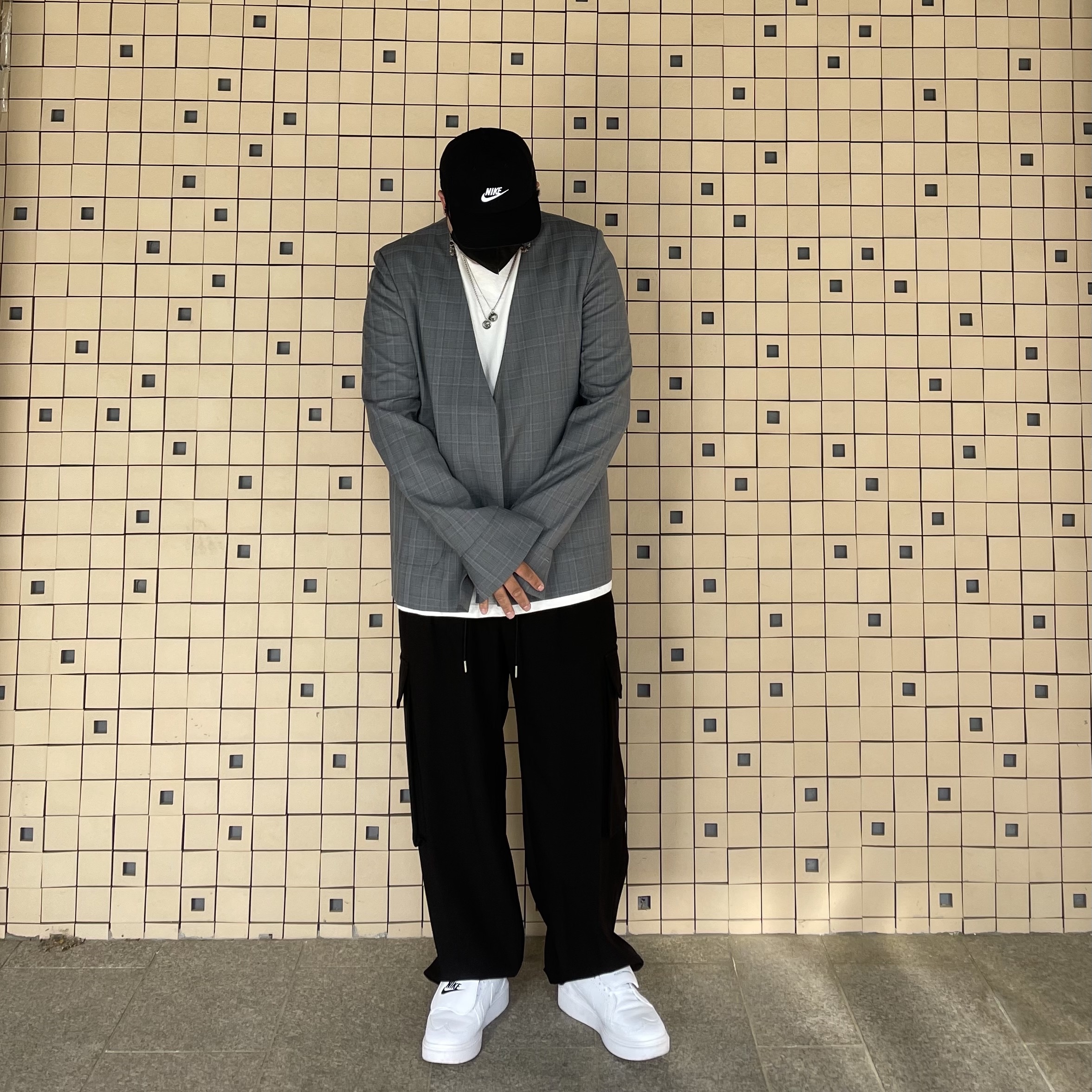 Nike x Peaceminusone Kwondo1 White, Nike Heritage 86 Futura Washed Cap Black White 착용 스타일 - 2