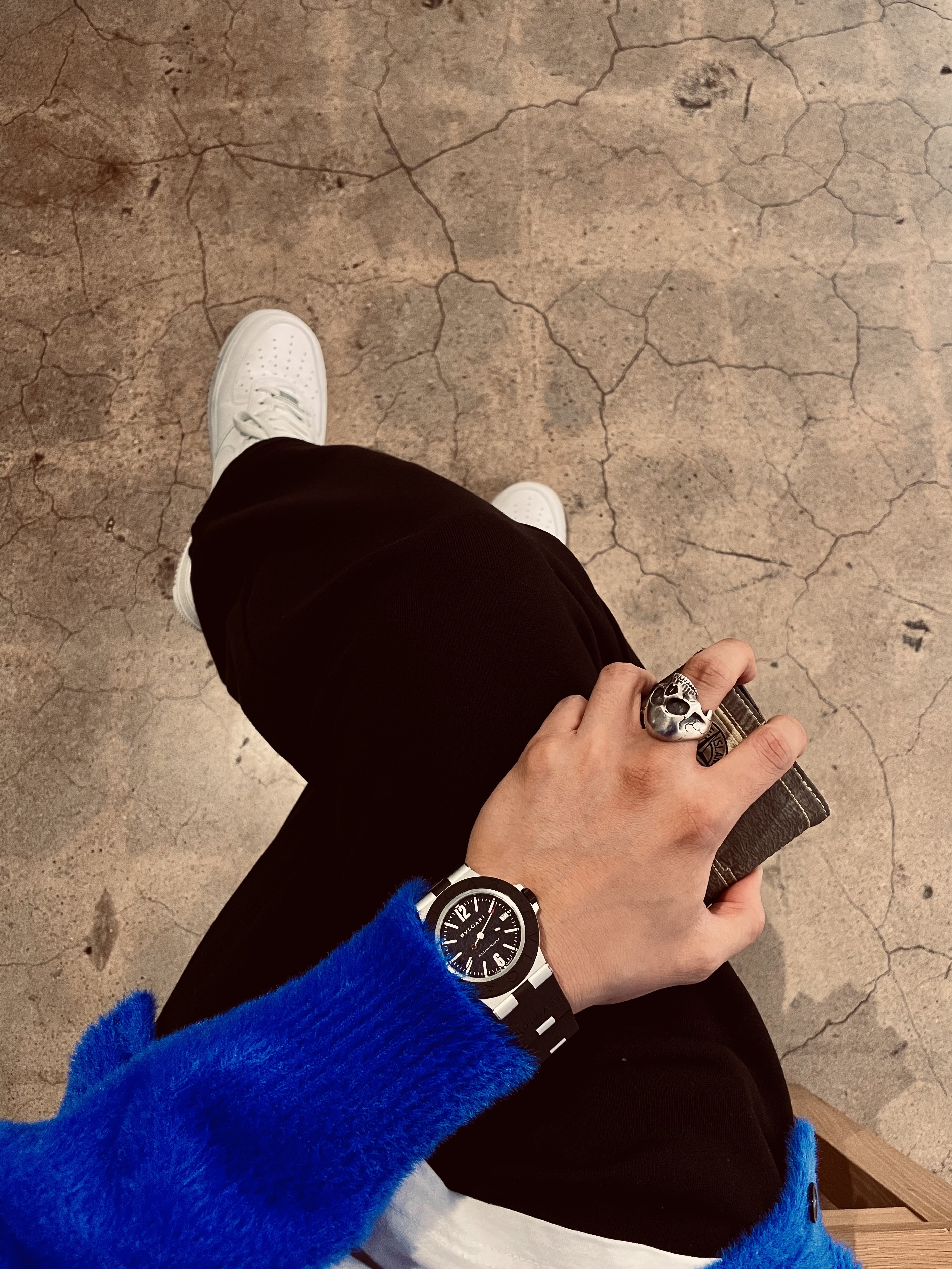 Stussy Shaggy Cardigan Royal Blue, Nike x Supreme Air Force 1 Low White 착용 스타일 - 4