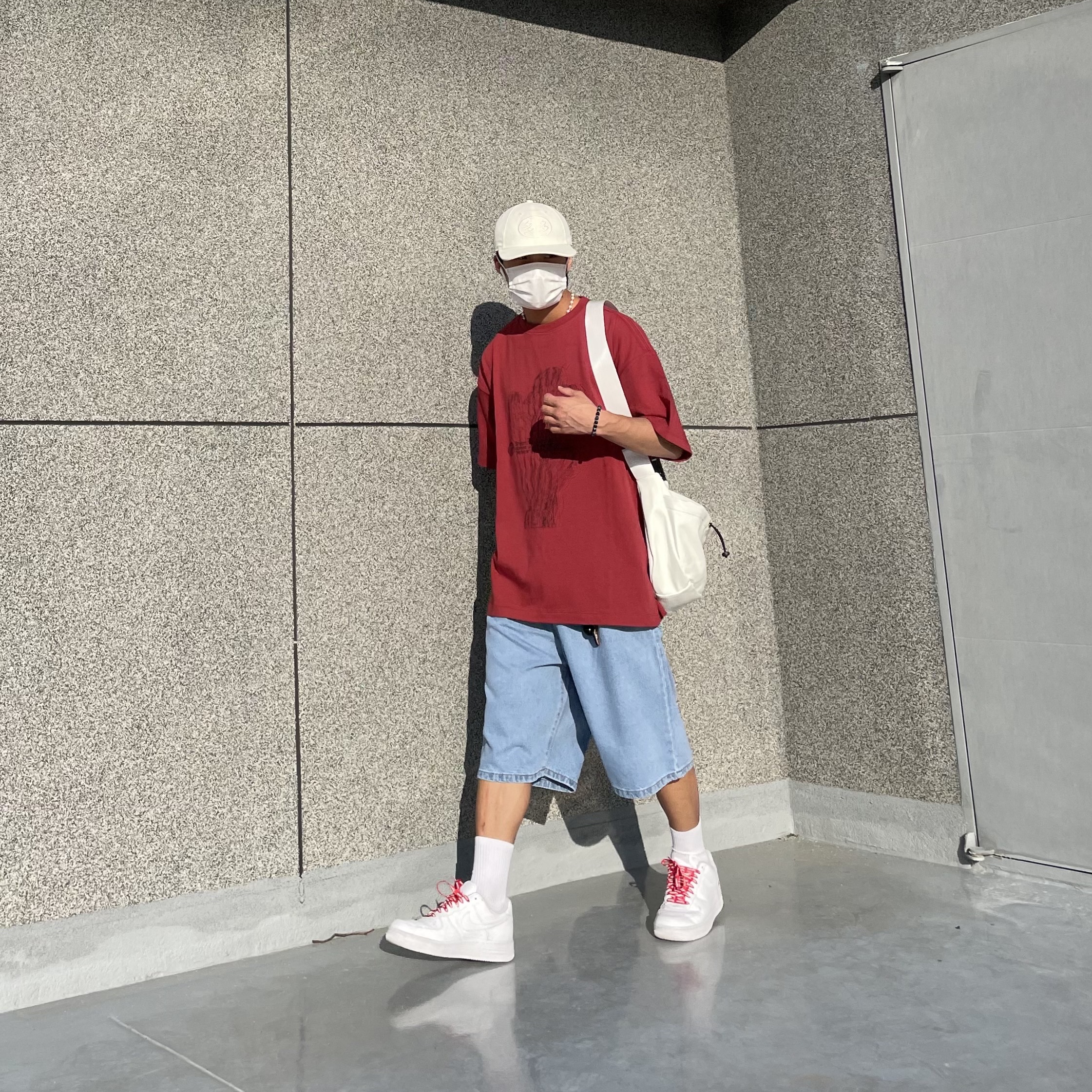 Nike x Supreme Air Force 1 Low White 착용 스타일 - 3