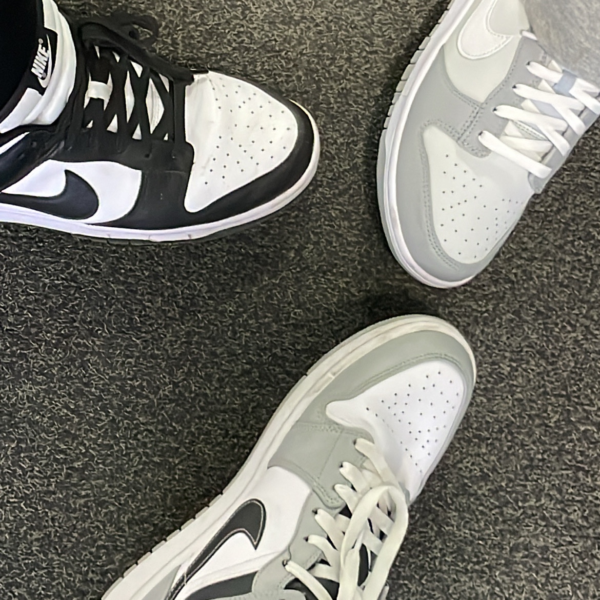 Nike Dunk Low Retro Black, Nike Dunk Low Retro Wolf Grey 착용 스타일
