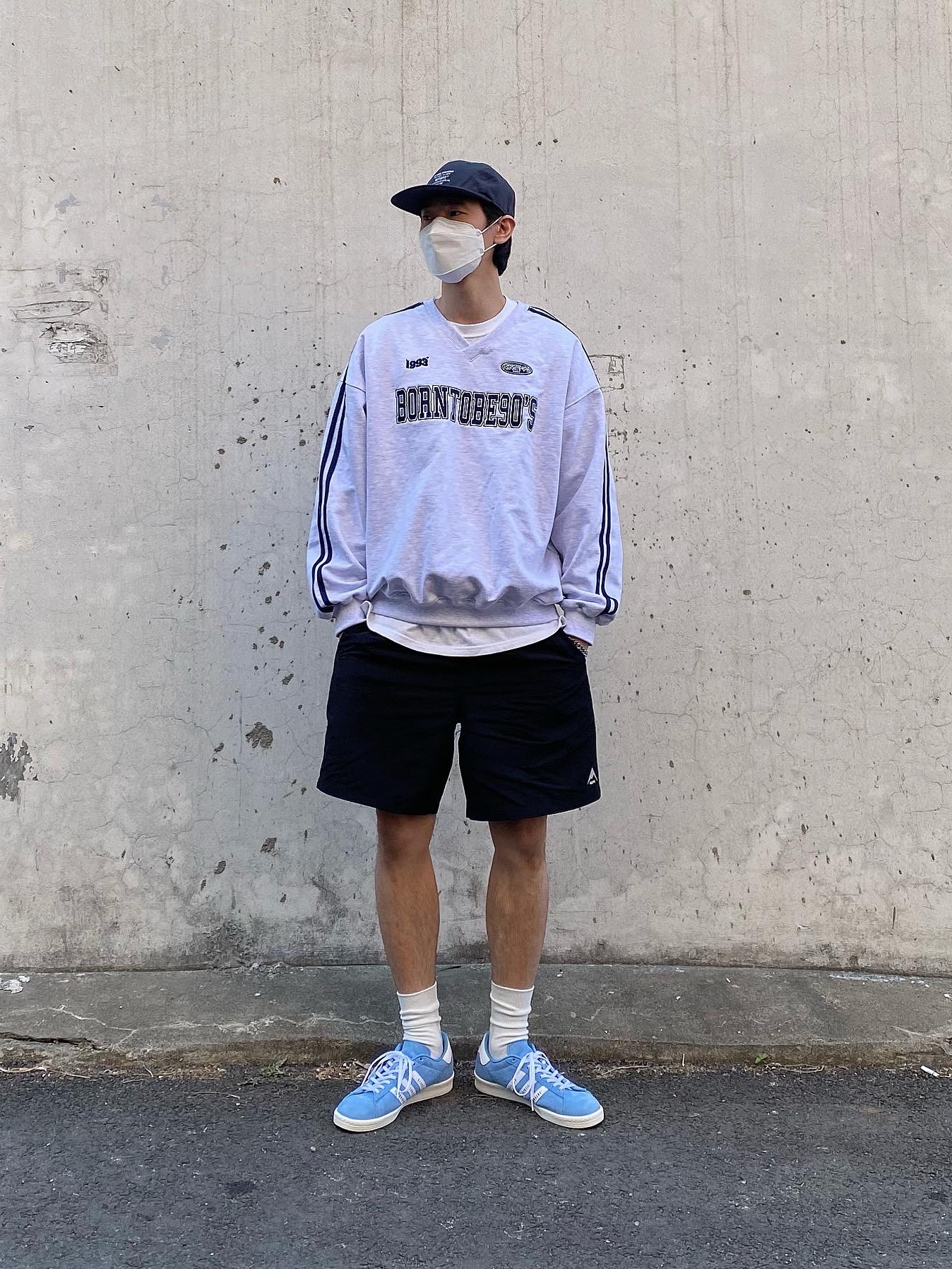Adidas x Human Made Campus Light Blue 착용 스타일 - 2