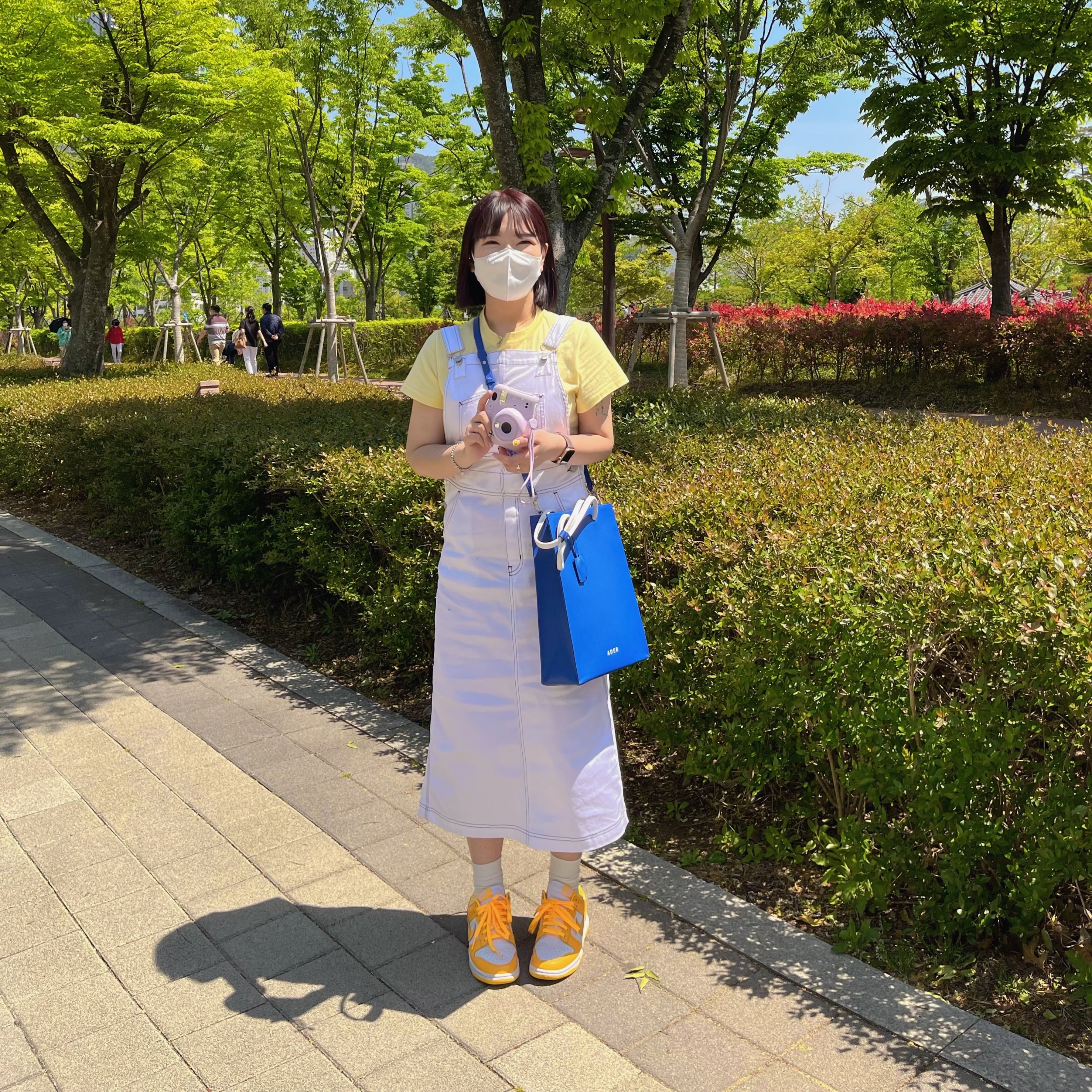 Ader Error Shopper Bag Blue, (W) Nike Dunk Low Laser Orange 착용 스타일 - 1