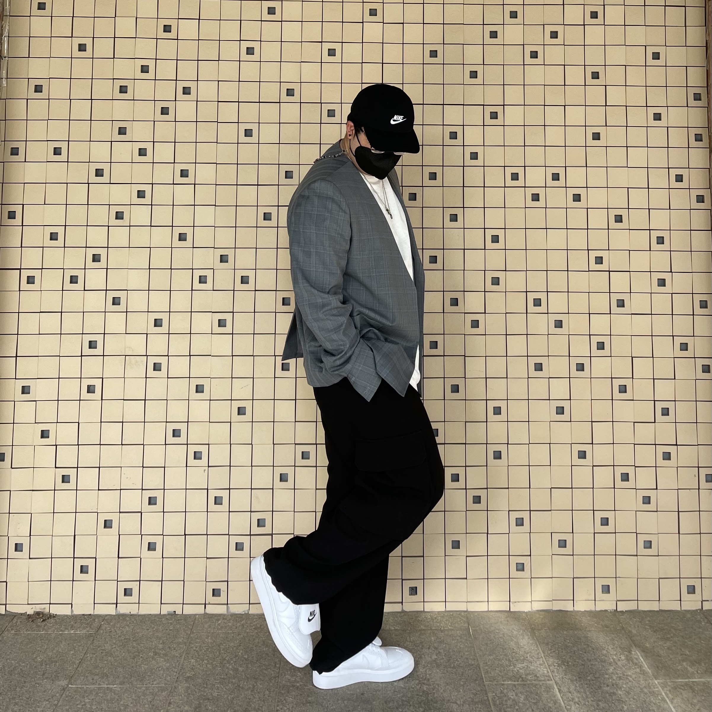 Nike x Peaceminusone Kwondo1 White, Nike Heritage 86 Futura Washed Cap Black White 착용 스타일 - 3