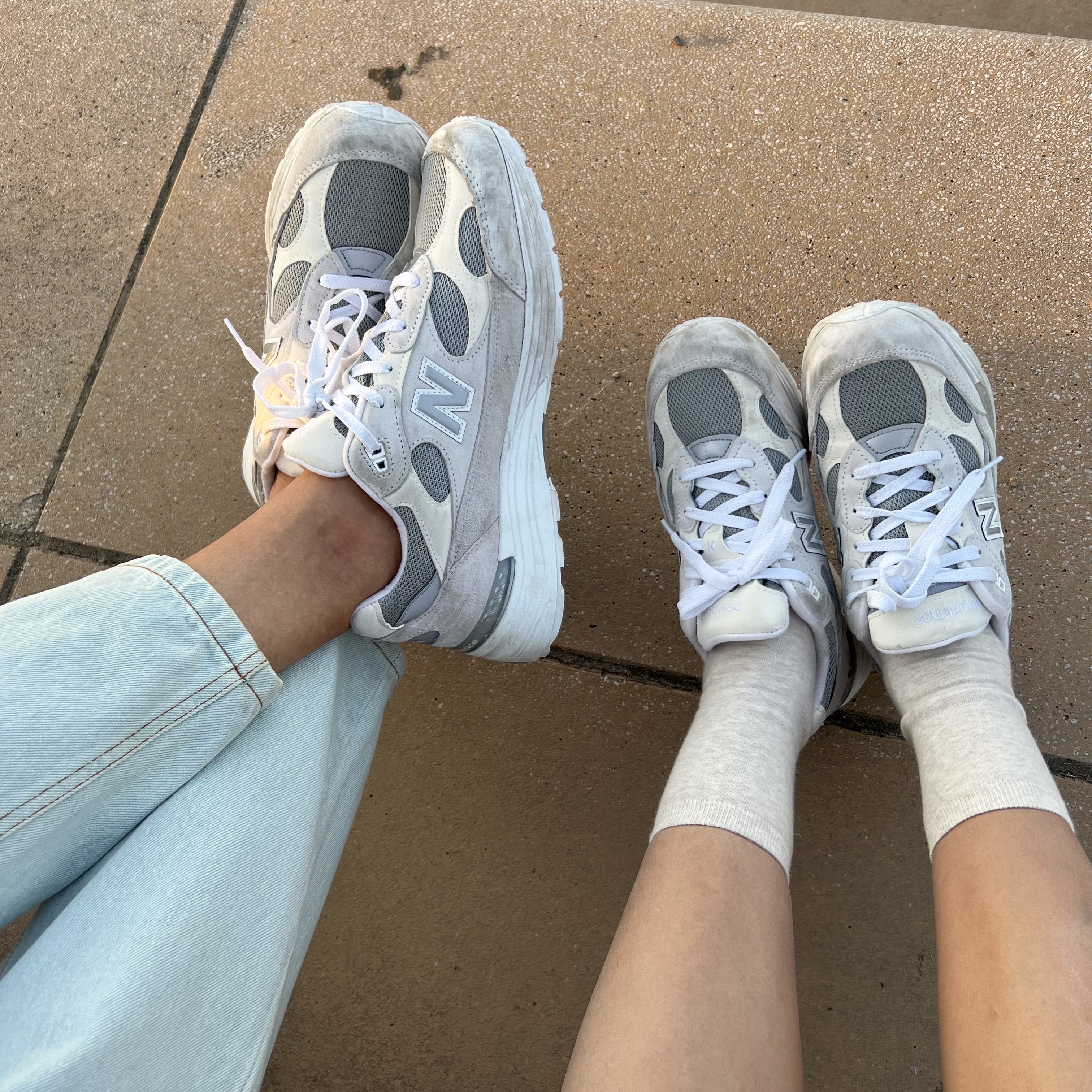 New Balance 992 Made in USA White Silver 착용 스타일
