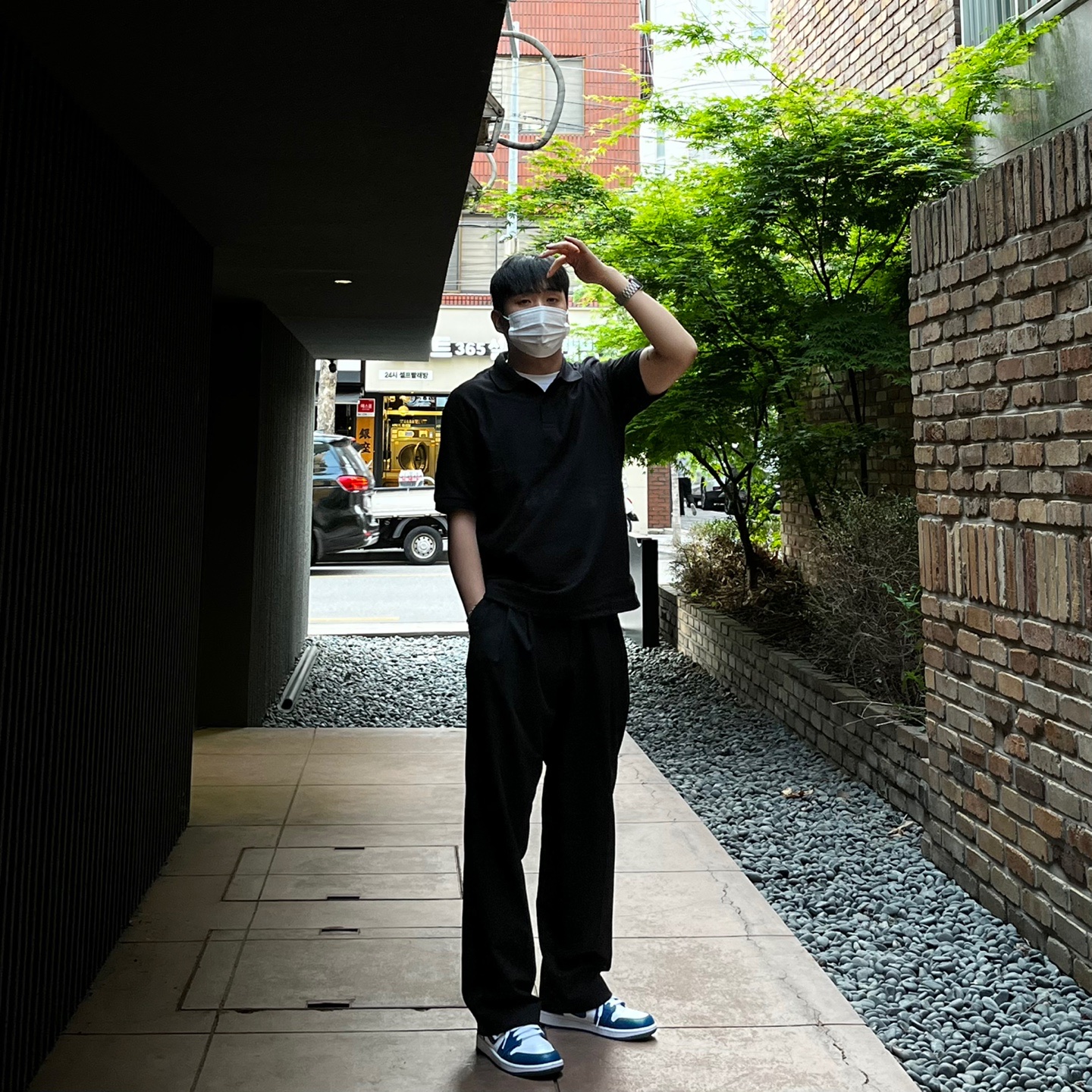 (W) Jordan 1 Low White Dark Marina Blue 착용 스타일