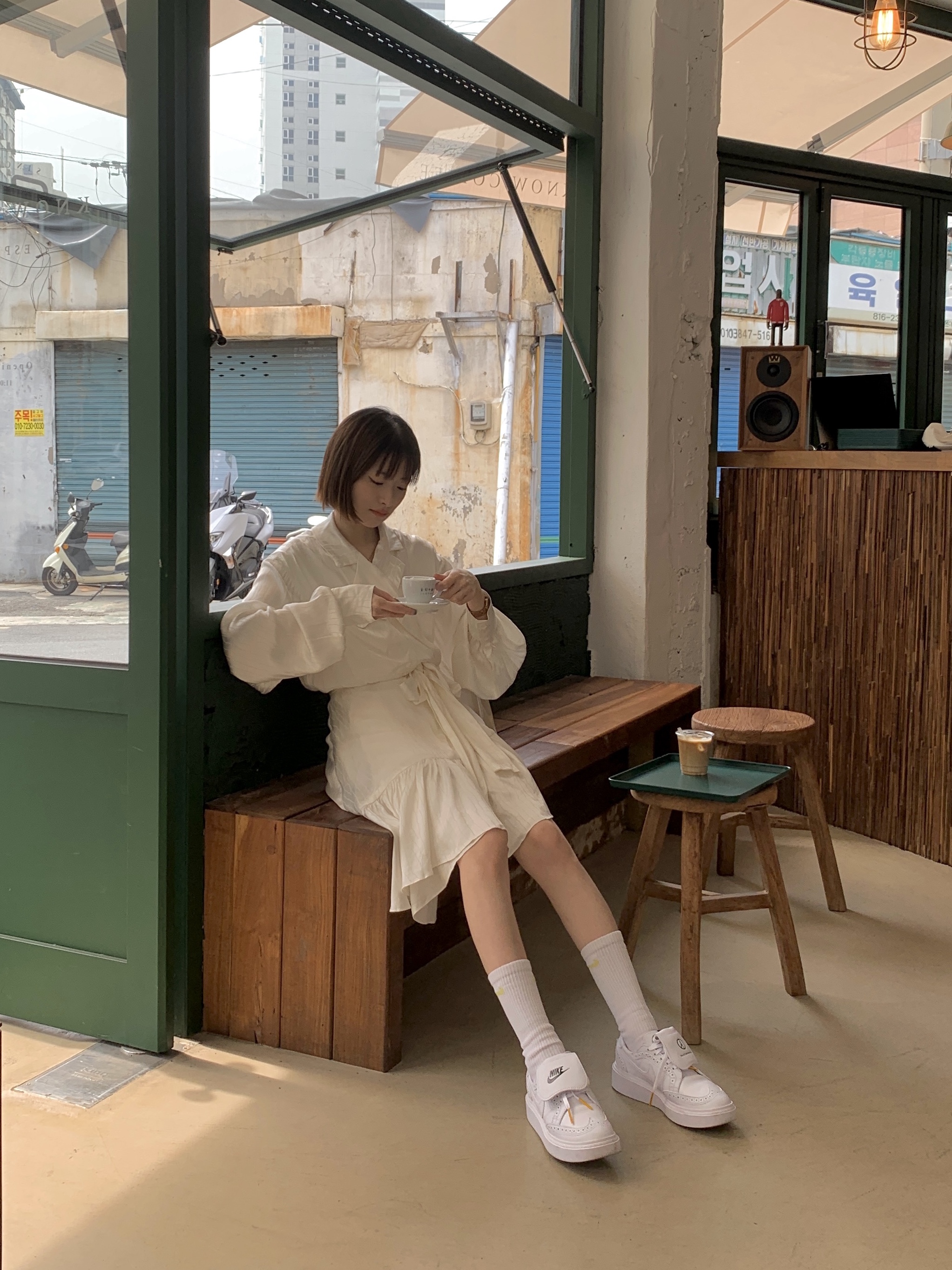 Nike x Peaceminusone Kwondo1 White 착용 스타일 - 1