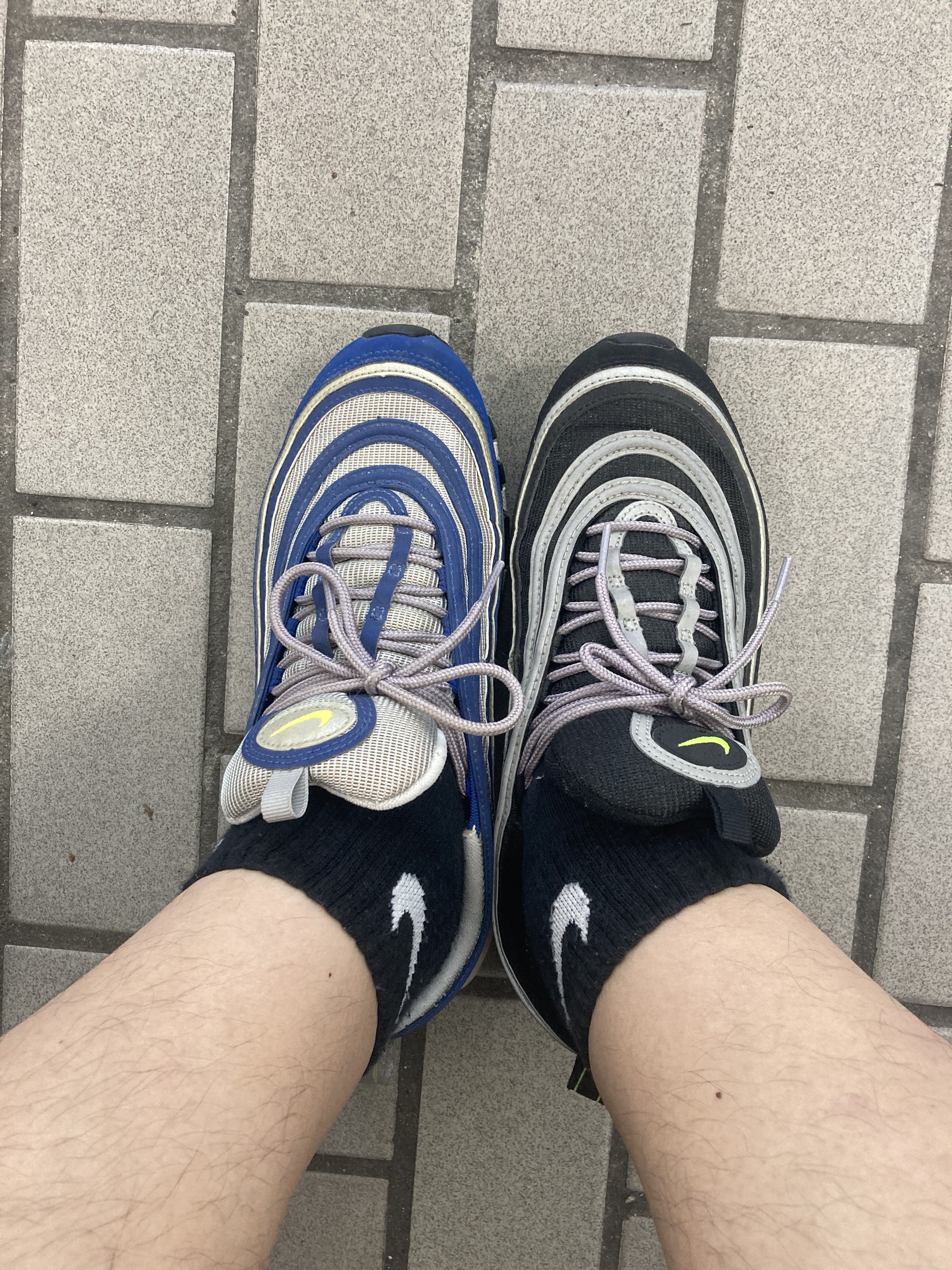 Nike Air Max 97 OG Black Volt Asia, Nike Air Max 97 OG Royal Neon 착용 스타일 - 2