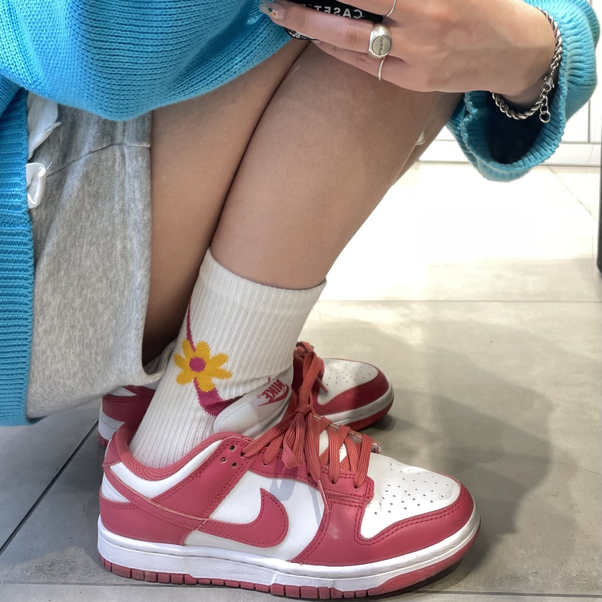 (W) Nike Dunk Low Archeo Pink 착용 스타일 - 1