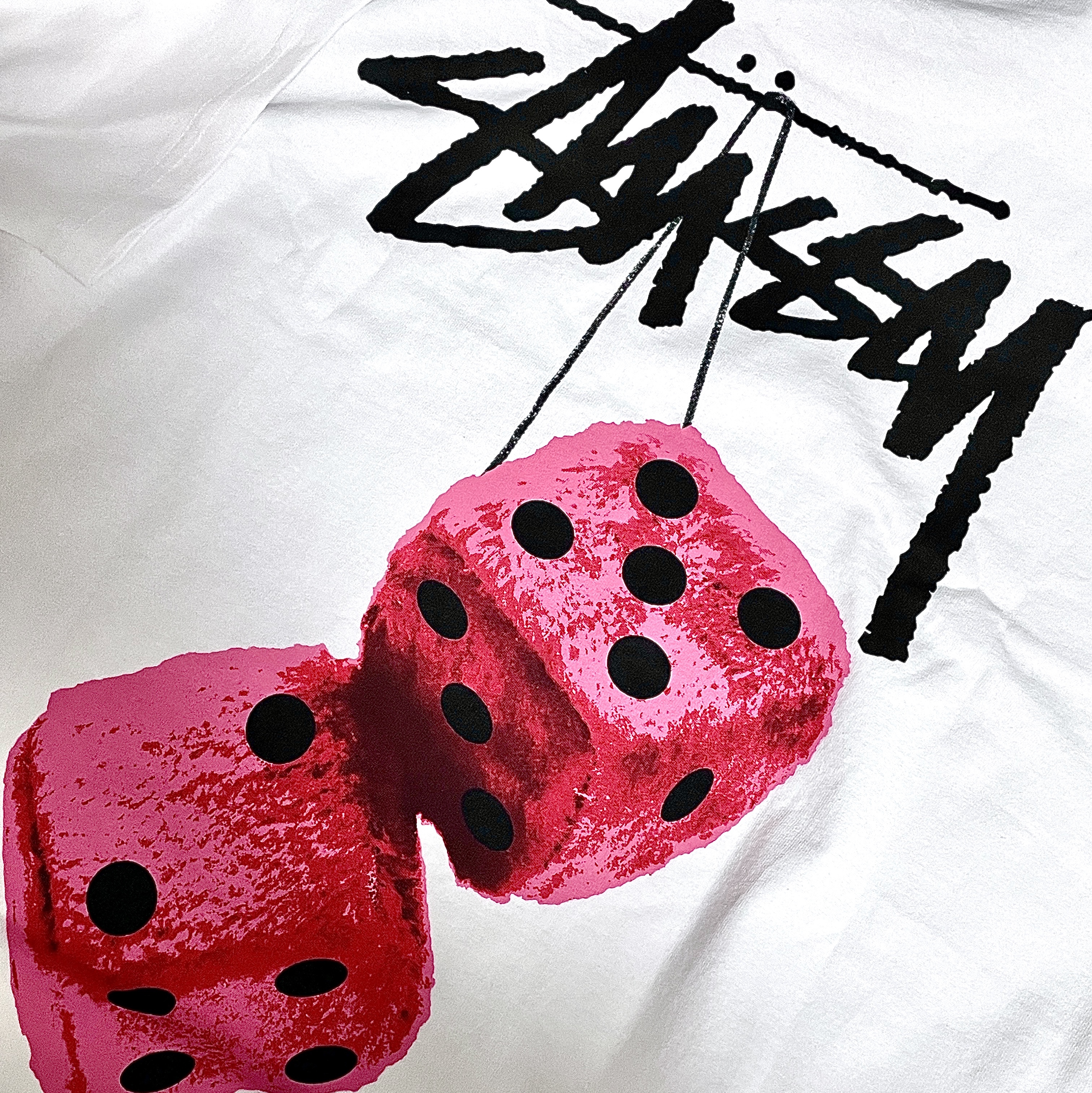 Stussy Fuzzy Dice T-Shirt White 착용 스타일
