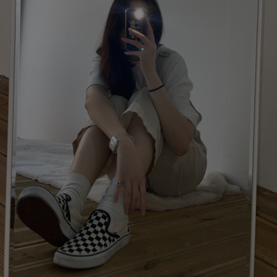 Vans Slip-On Checkerboard 착용 스타일 - 2