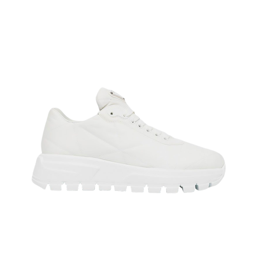 (W) Prada Saffiano Nylon Sneakers White