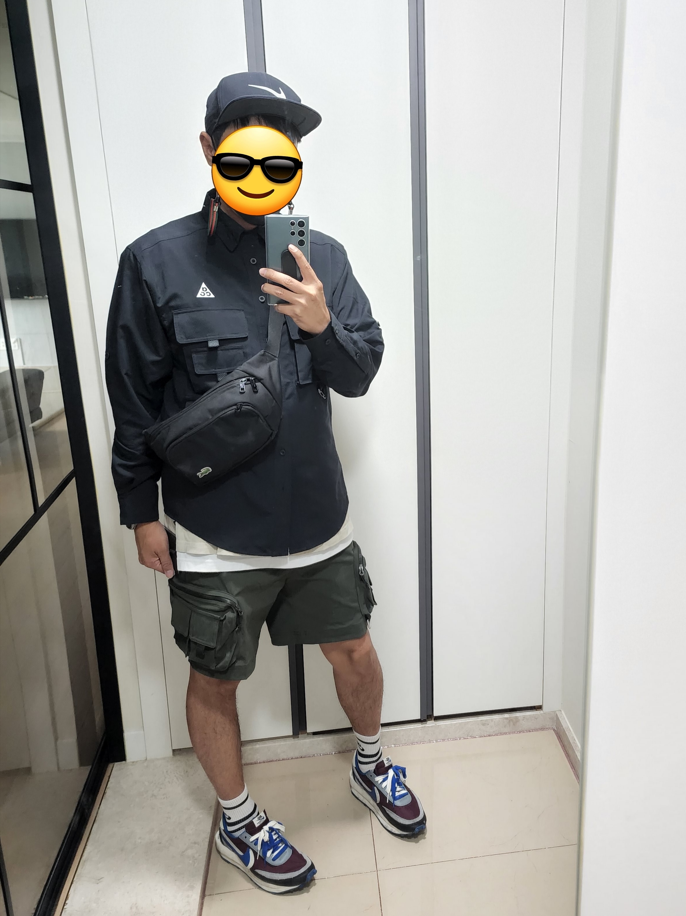 Nike ACG Devastation Trail Work Shirt Black - Asia, Nike ACG Cargo Shorts Sequoia - Asia 착용 스타일 - 2
