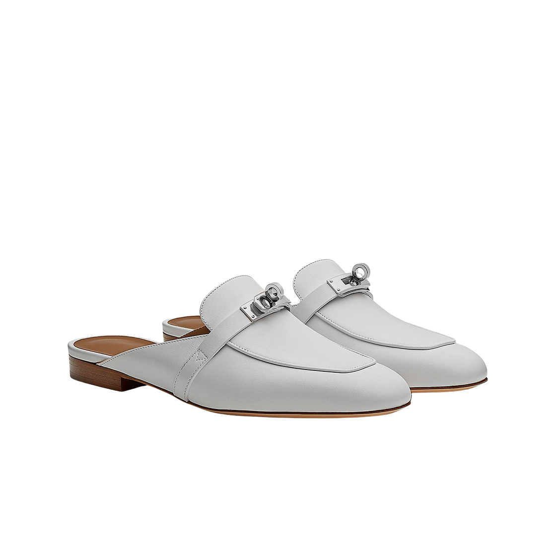 (W) 에르메스 오즈 뮬 카프스킨 & 팔라듐 하드웨어 블랑((W) Hermes Oz Mule Calfskin & Palladium Blanc) - 2