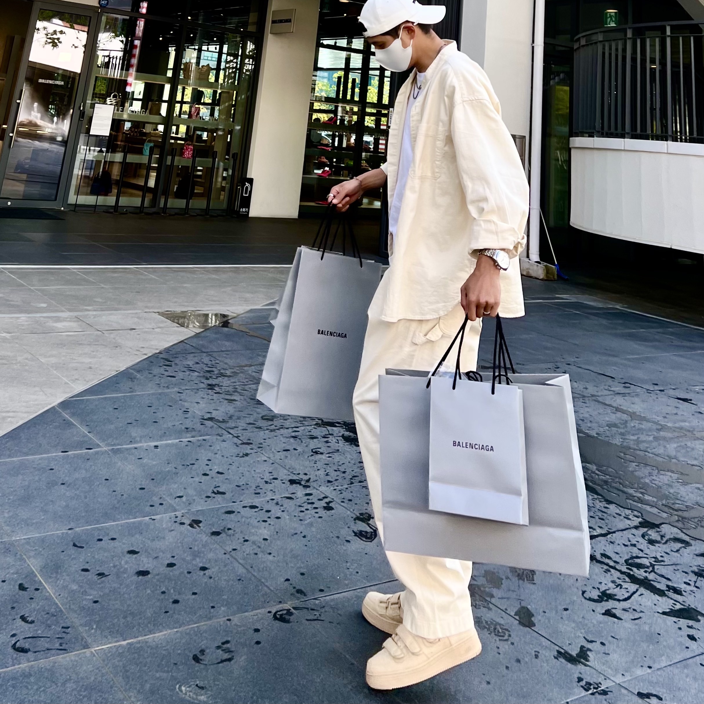 Nike x Billie Eilish Air Force 1 High '07 SP Mushroom, Wooyoungmi Black Embroidered Logo Ball Cap White - 22SS 착용 스타일 - 1