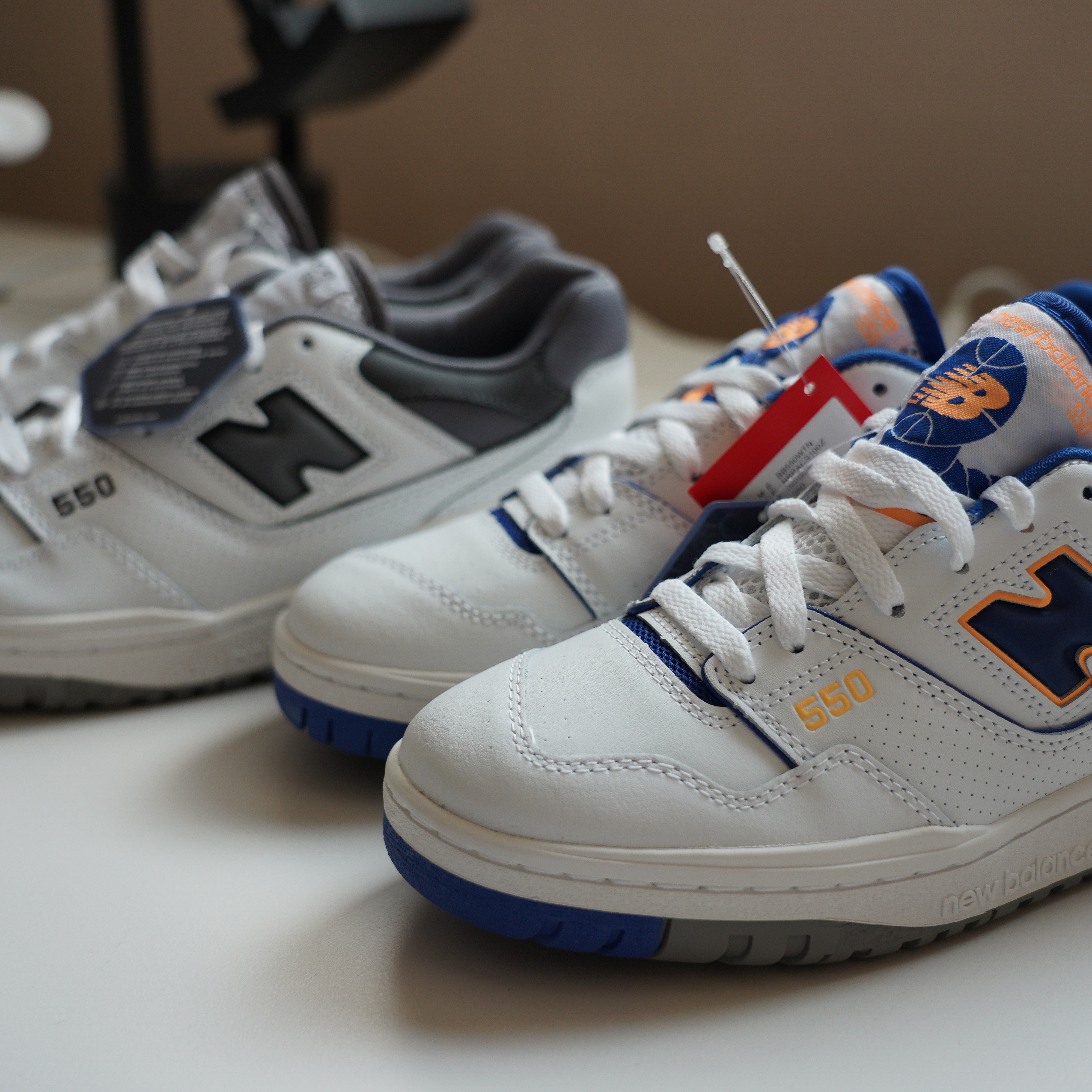 New Balance 550 White Infinity Blue - 2E Wide 착용 스타일 - 5