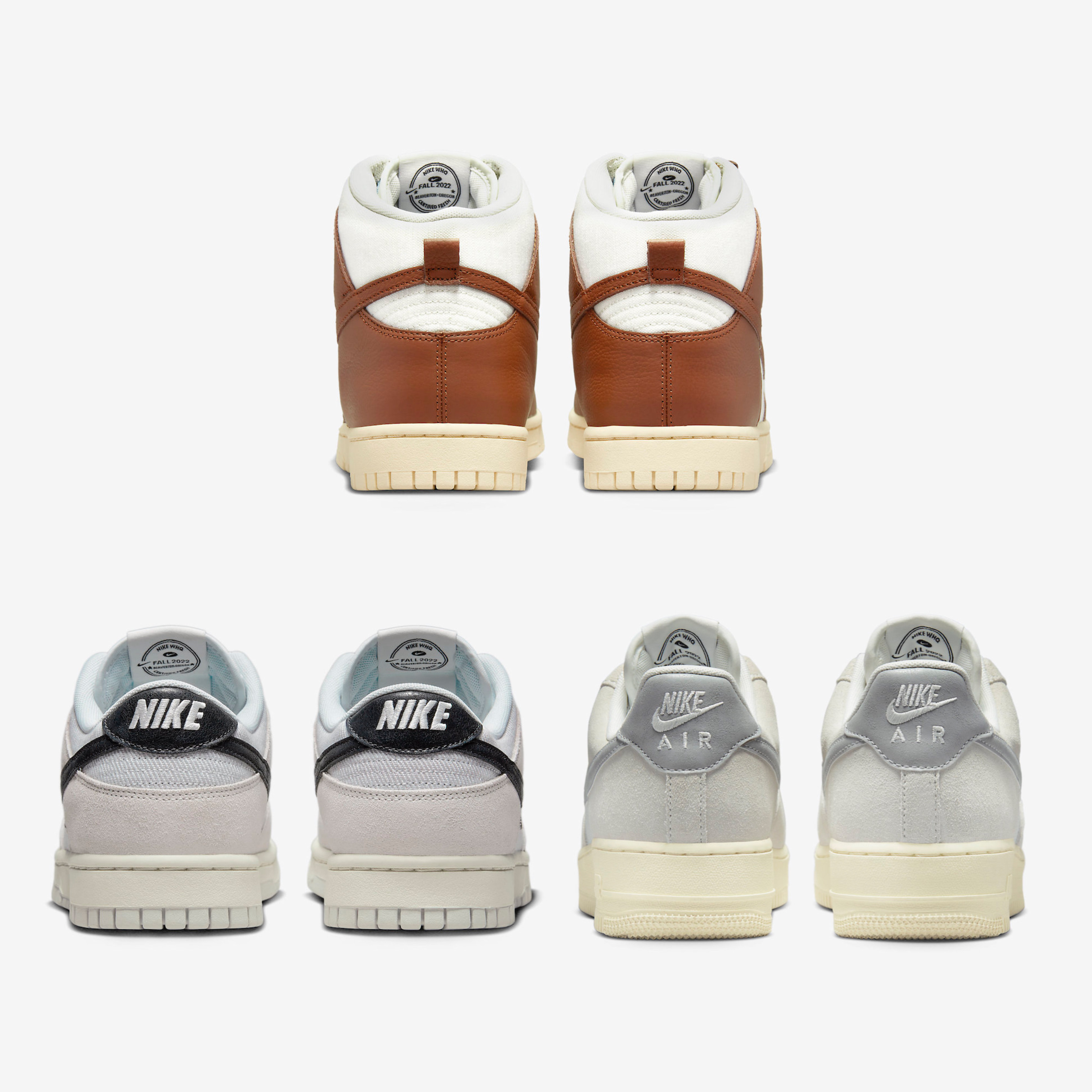 Nike Dunk High PRM Pecan and Sail, Nike Dunk Low SE Photon Dust and Summit White 착용 스타일 - 4