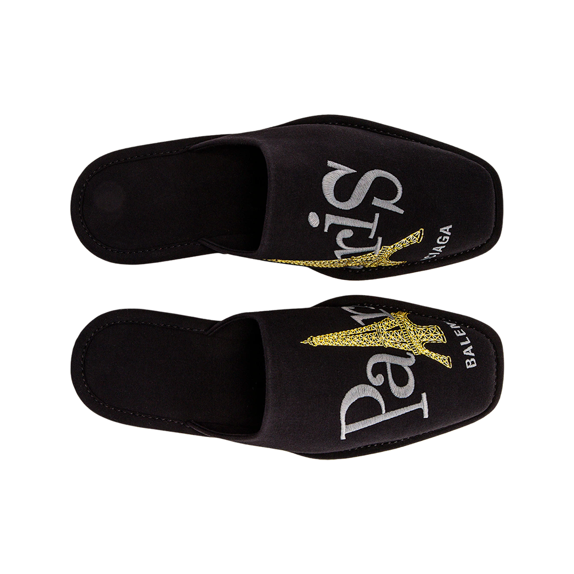 발렌시아가 저지 에펠탑 자수 슬리퍼 블랙 그레이(Balenciaga Jersey Eiffel Tower Embroidery Slipper Black Grey) - 2