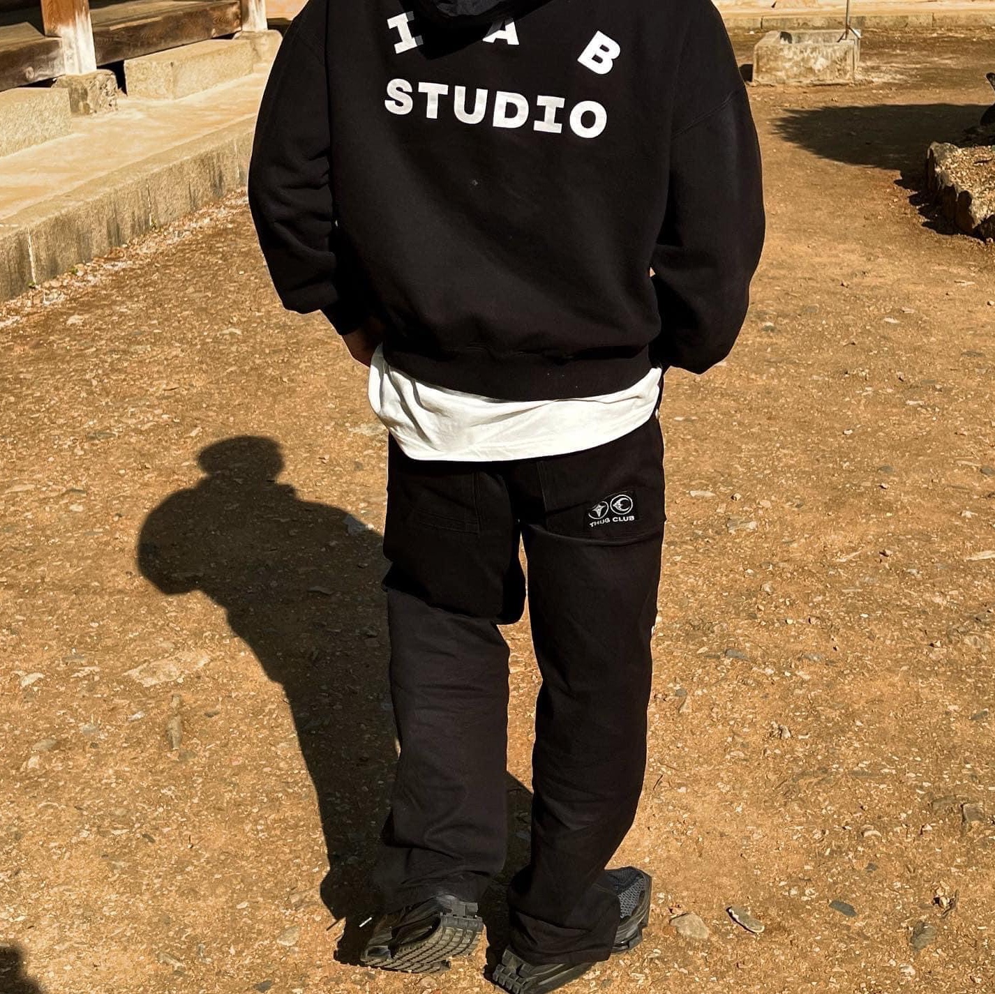 IAB Studio Woven Hoodie Black, Nike x Matthew M Williams Zoom 004 Triple Black 착용 스타일 - 1