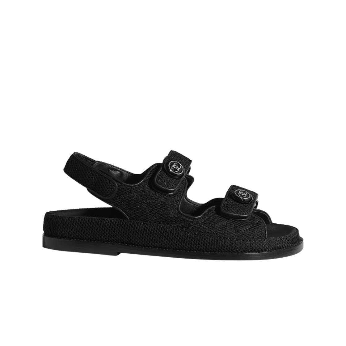 (W) 샤넬 샌들 패브릭 & 블랙((W) Chane Sandals Fabric & Black) - 1
