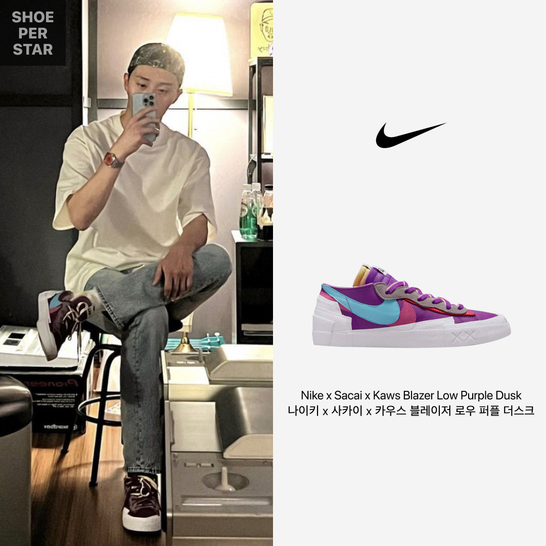 Nike x Sacai x Kaws Blazer Low Purple Dusk 착용 스타일 - 1