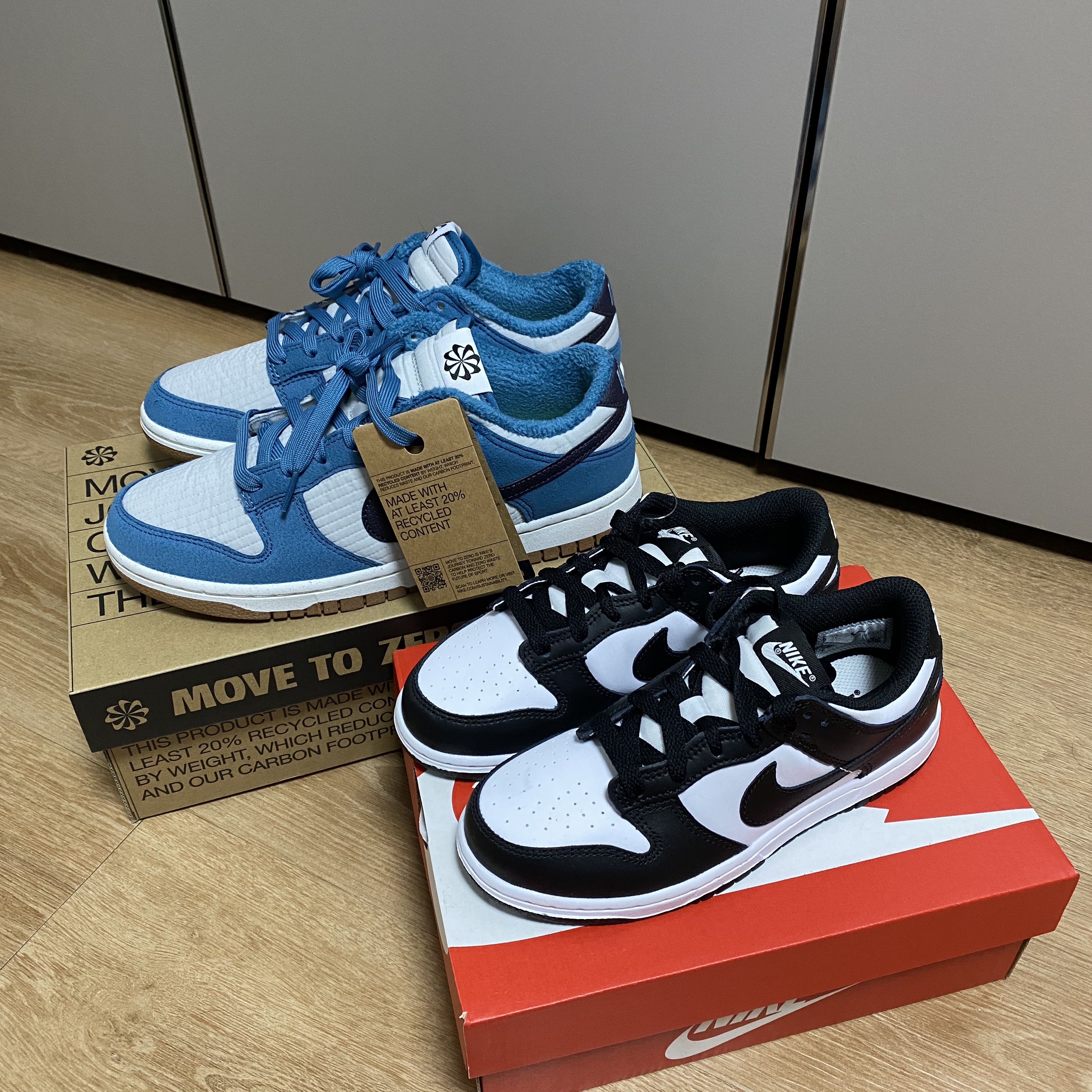 (PS) Nike Dunk Low Black, Nike Dunk Low Retro Next Nature Riftblue 착용 스타일 - 1