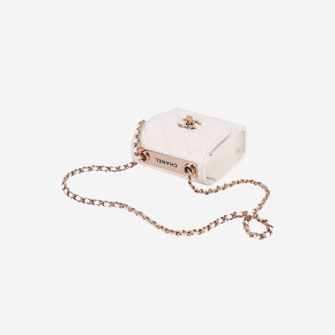 샤넬 체인 미니백 램스킨 & 핑크 골드 메탈 화이트(Chanel Clutch With Chain Lambskin & Pink Gold White) - 2
