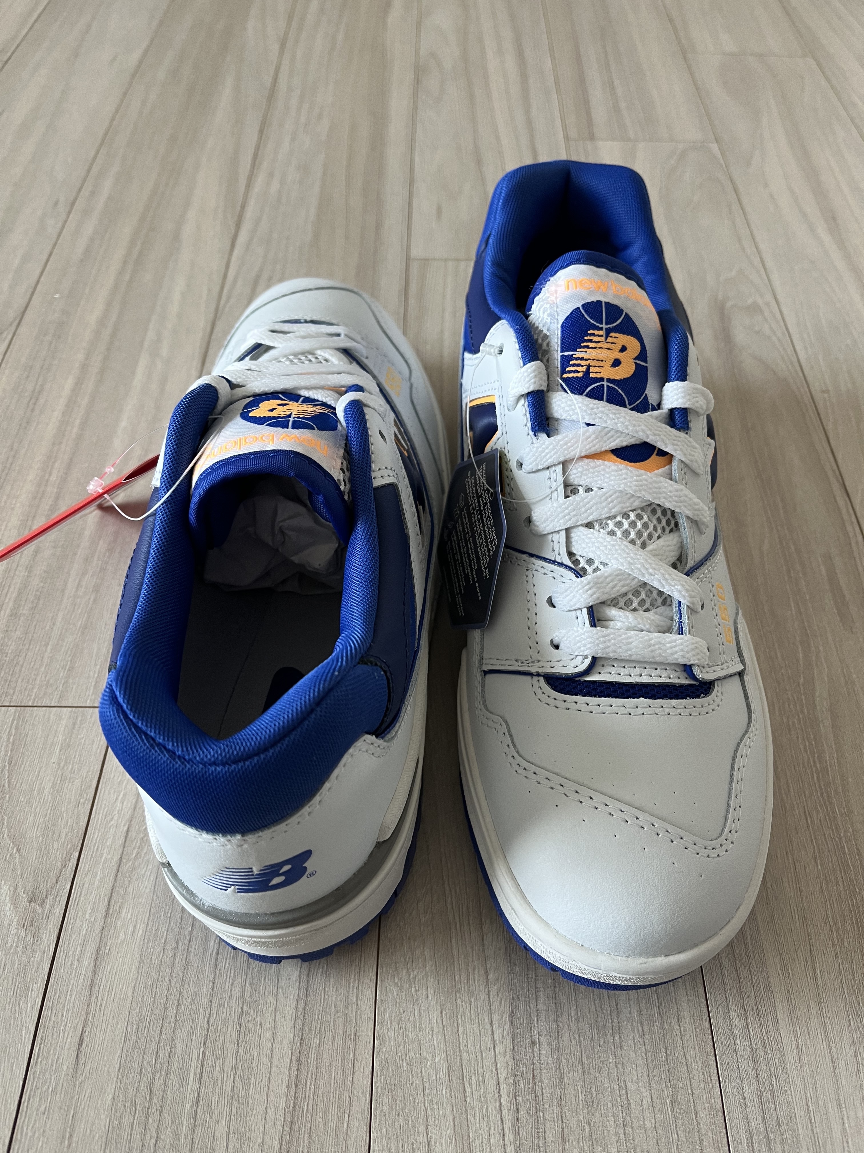 New Balance 550 White Blue - 2E Wide 착용 스타일 - 2