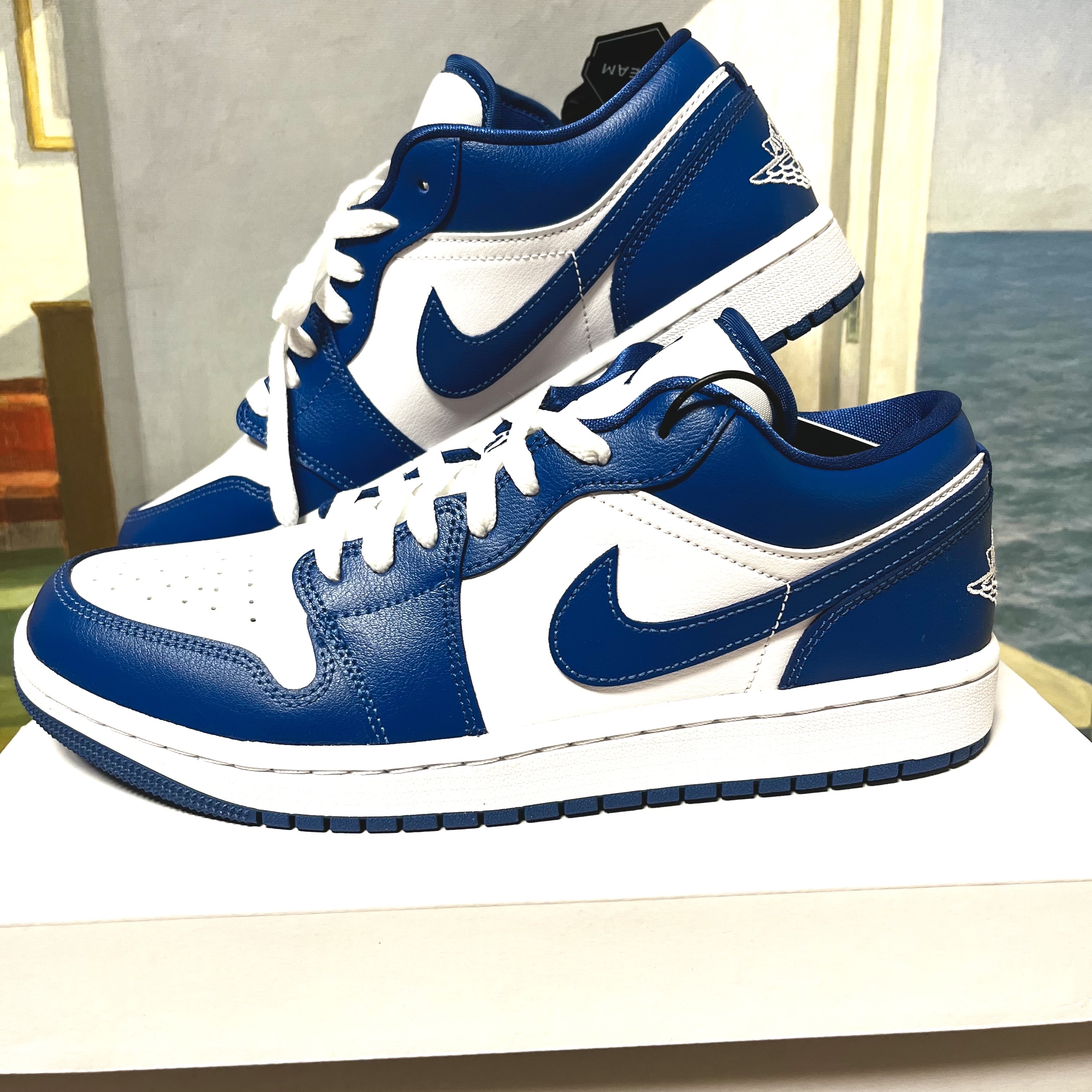 (W) Jordan 1 Low White Dark Marina Blue 착용 스타일