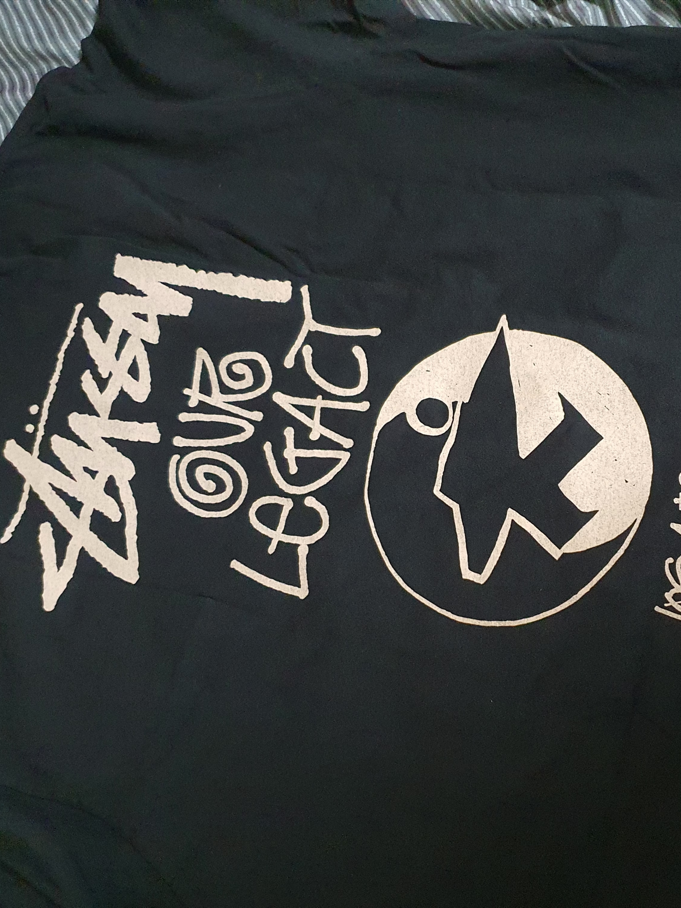 Stussy x Our Legacy Surfman Pig. Dyed T-Shirt Black - 21FW, Jordan 1 x Travis Scott x Fragment Retro Low OG SP Military Blue 착용 스타일 - 3