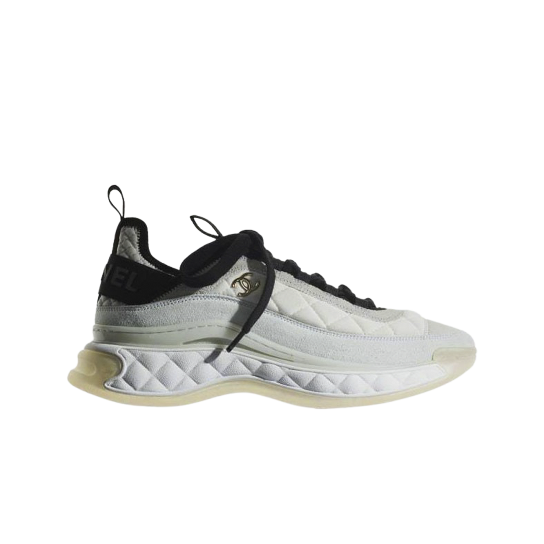 (W) 샤넬 스니커즈 패브릭 스웨이드 카프스킨 & 골드 메탈 화이트 아이보리((W) Chanel Sneakers Fabric Suede Calfskin & Gold White Ivory) - 1