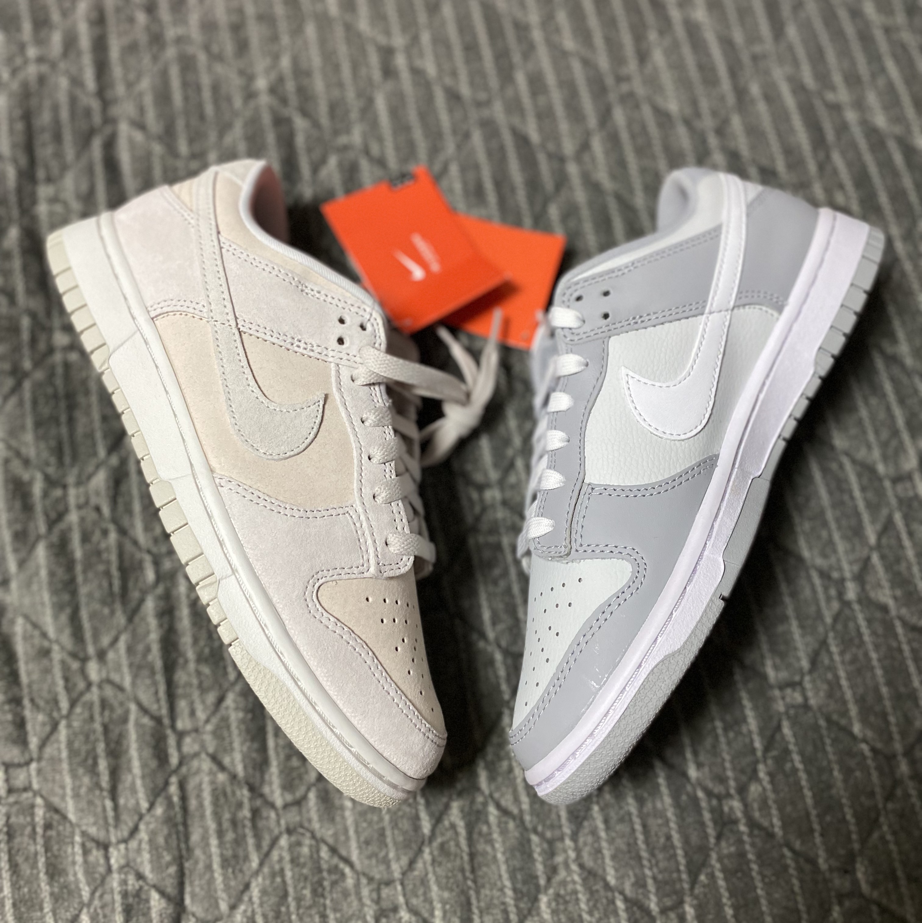 Nike Dunk Low Retro Wolf Grey, Nike Dunk Low Retro PRM Vast Grey 착용 스타일