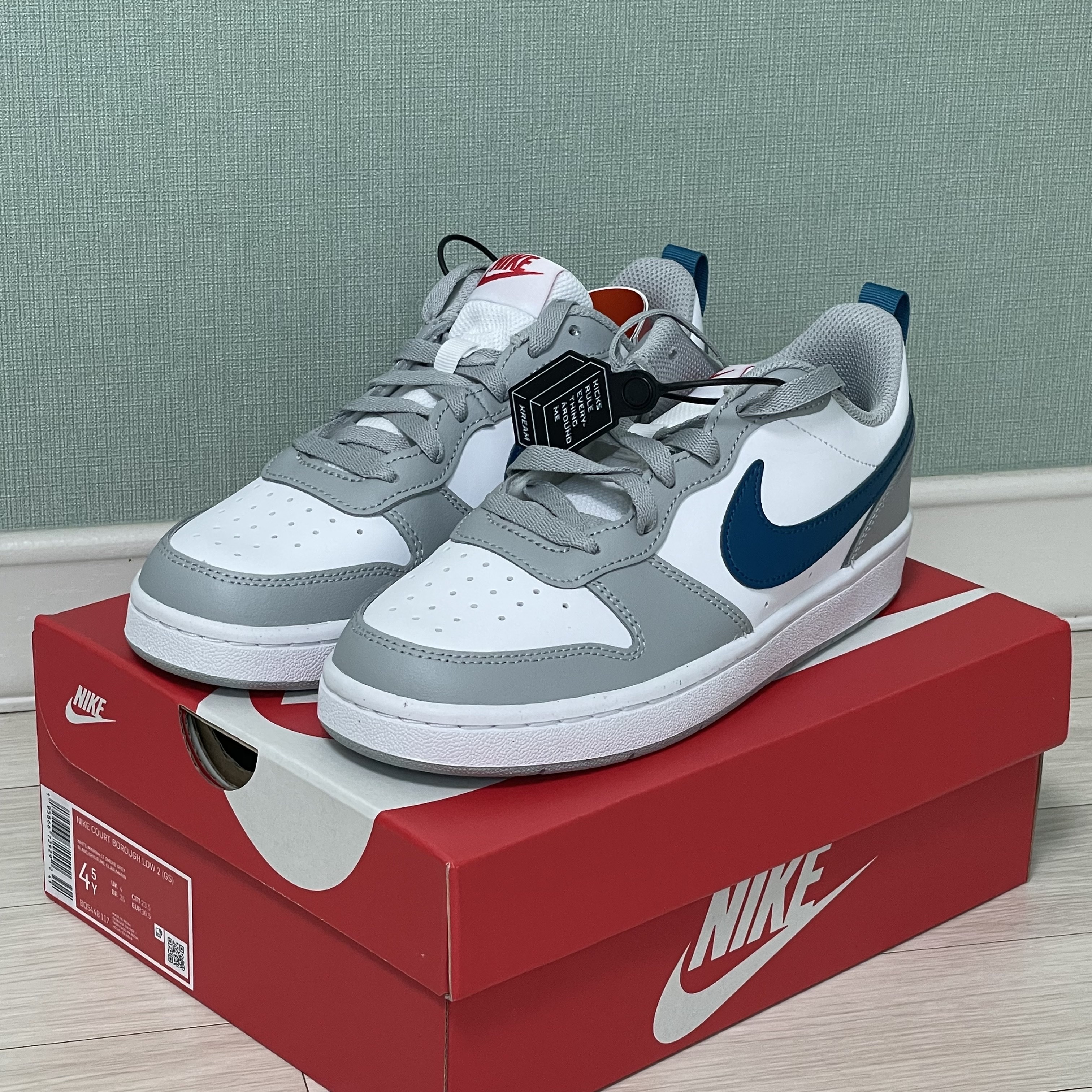 (GS) Nike Court Borough Low 2 Light Smoke Grey 착용 스타일