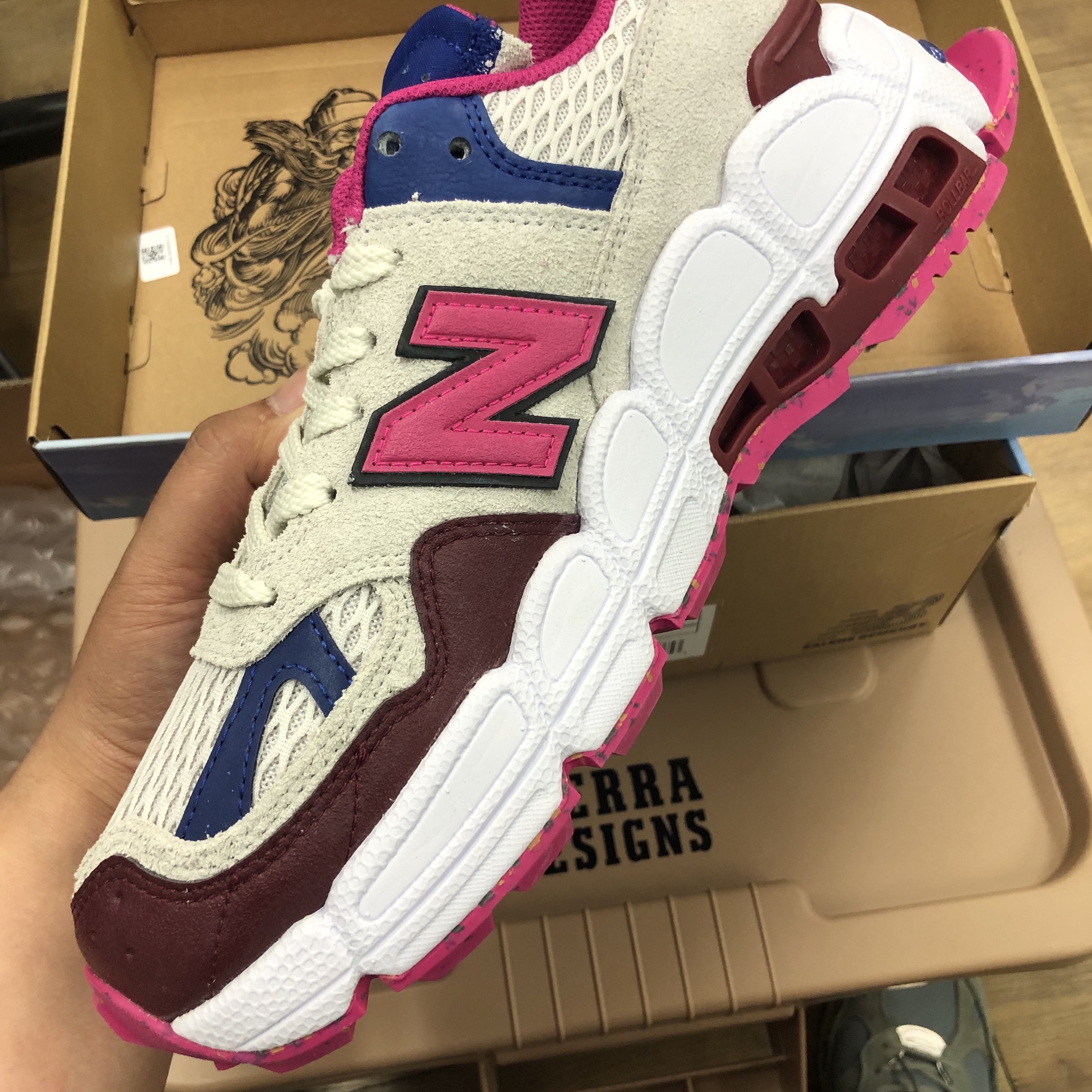 New Balance x Salehe Bembury 574 Yurt Pink Blue 착용 스타일